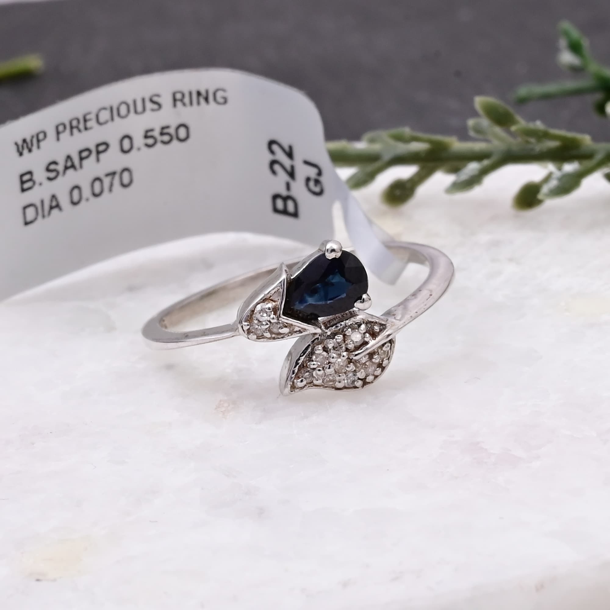 Sapphire Leaf Whisper Ring