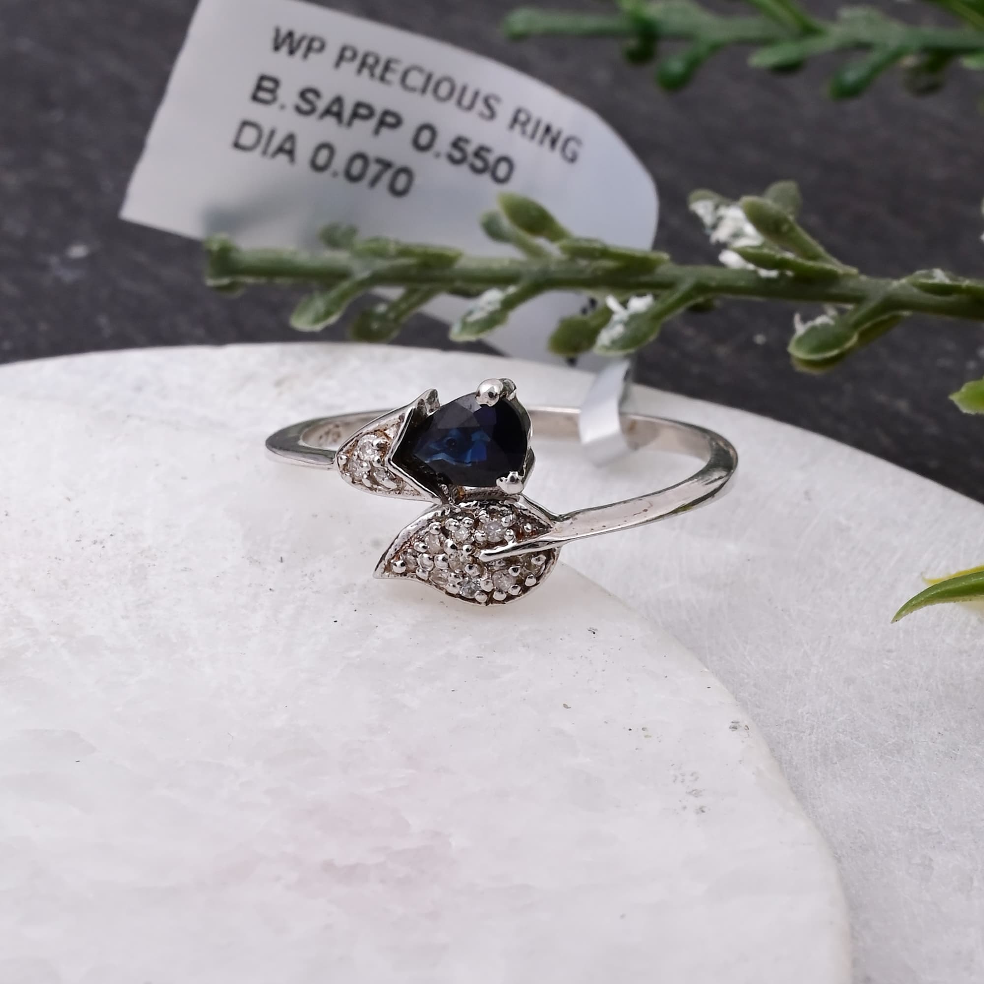 Sapphire Leaf Whisper Ring