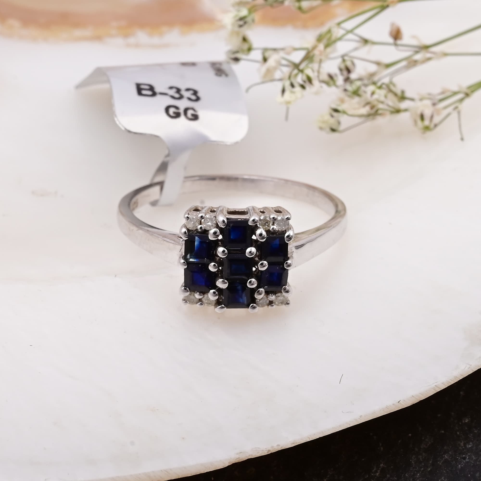 Midnight Sapphire Cluster Ring