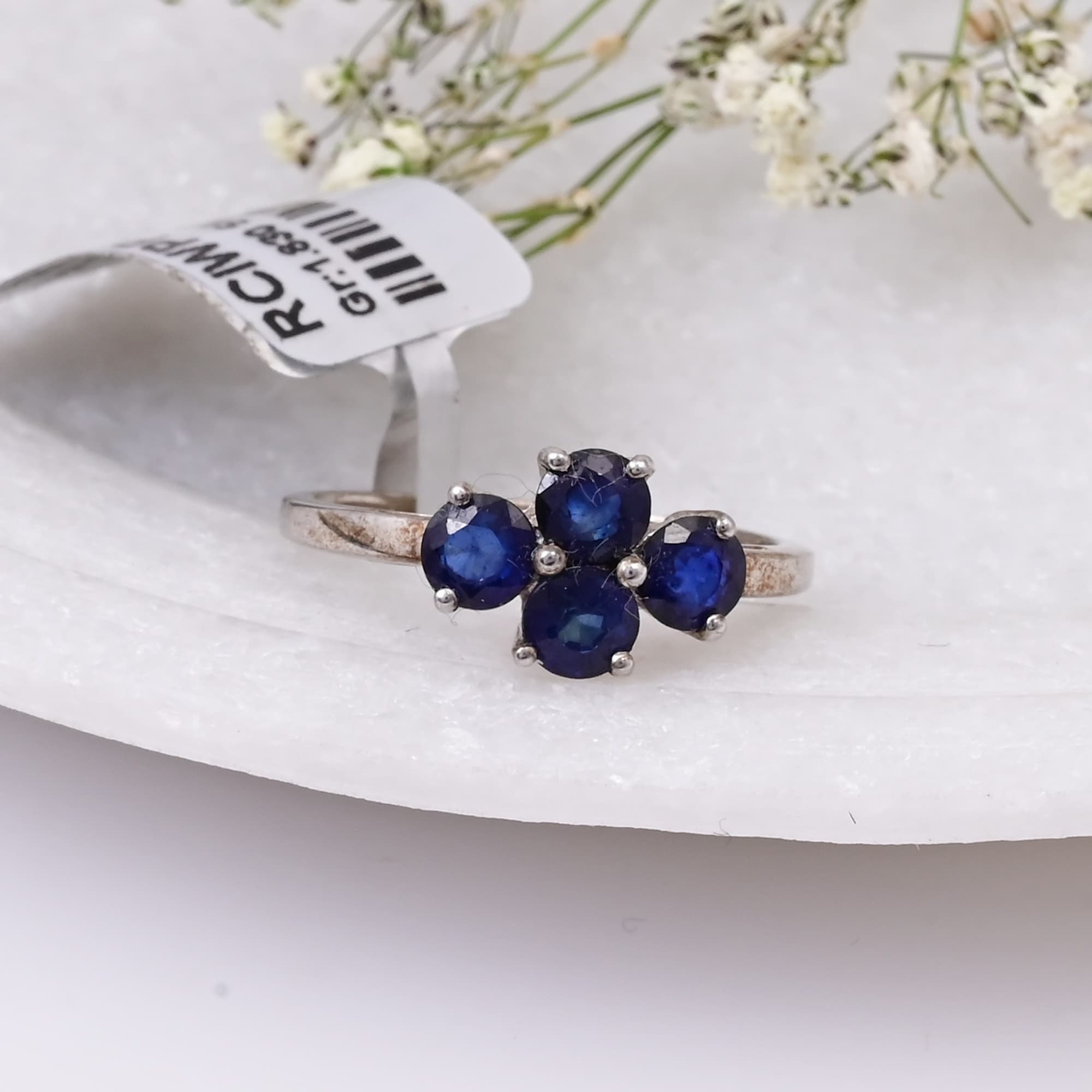 Midnight Sapphire Blossom Ring