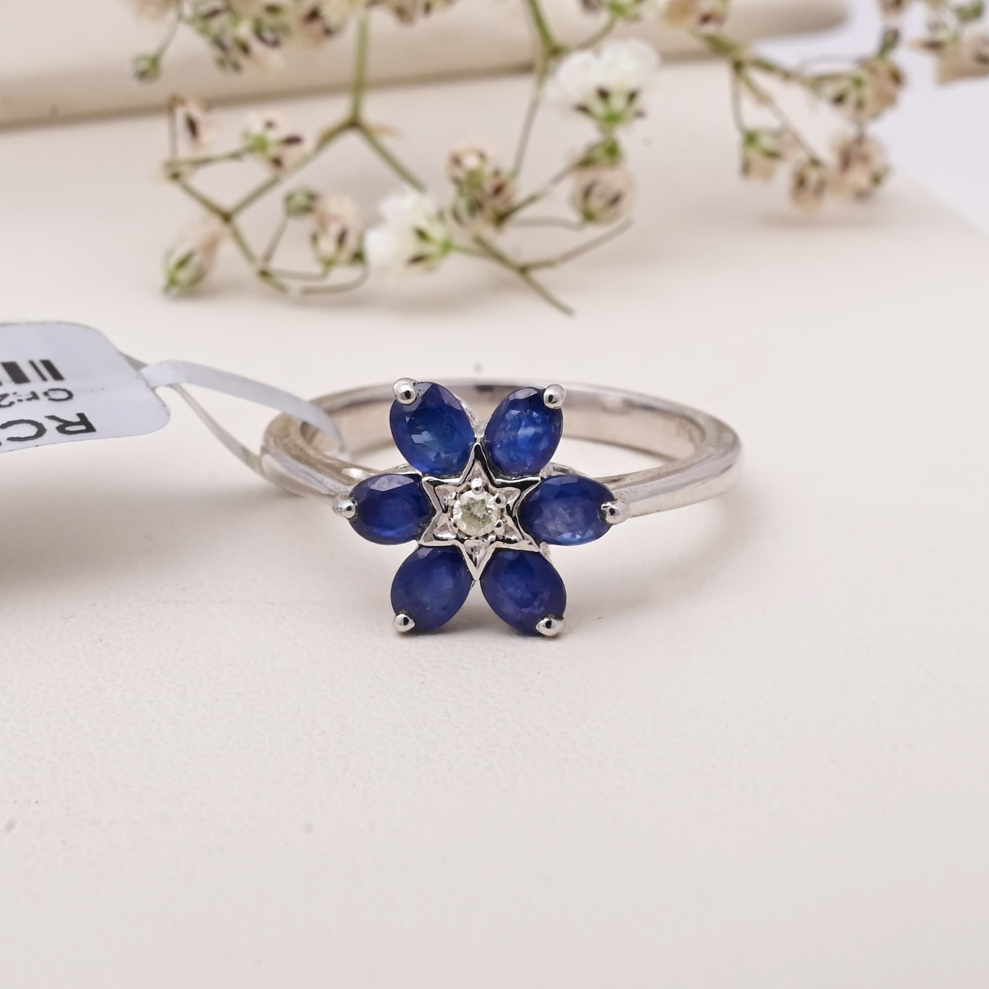 Starlit Sapphire Blossom Ring