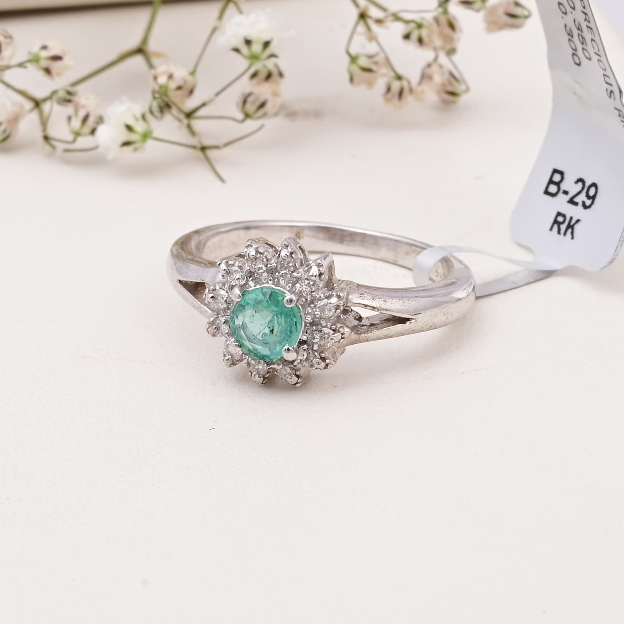 Emerald Bloom Halo Ring