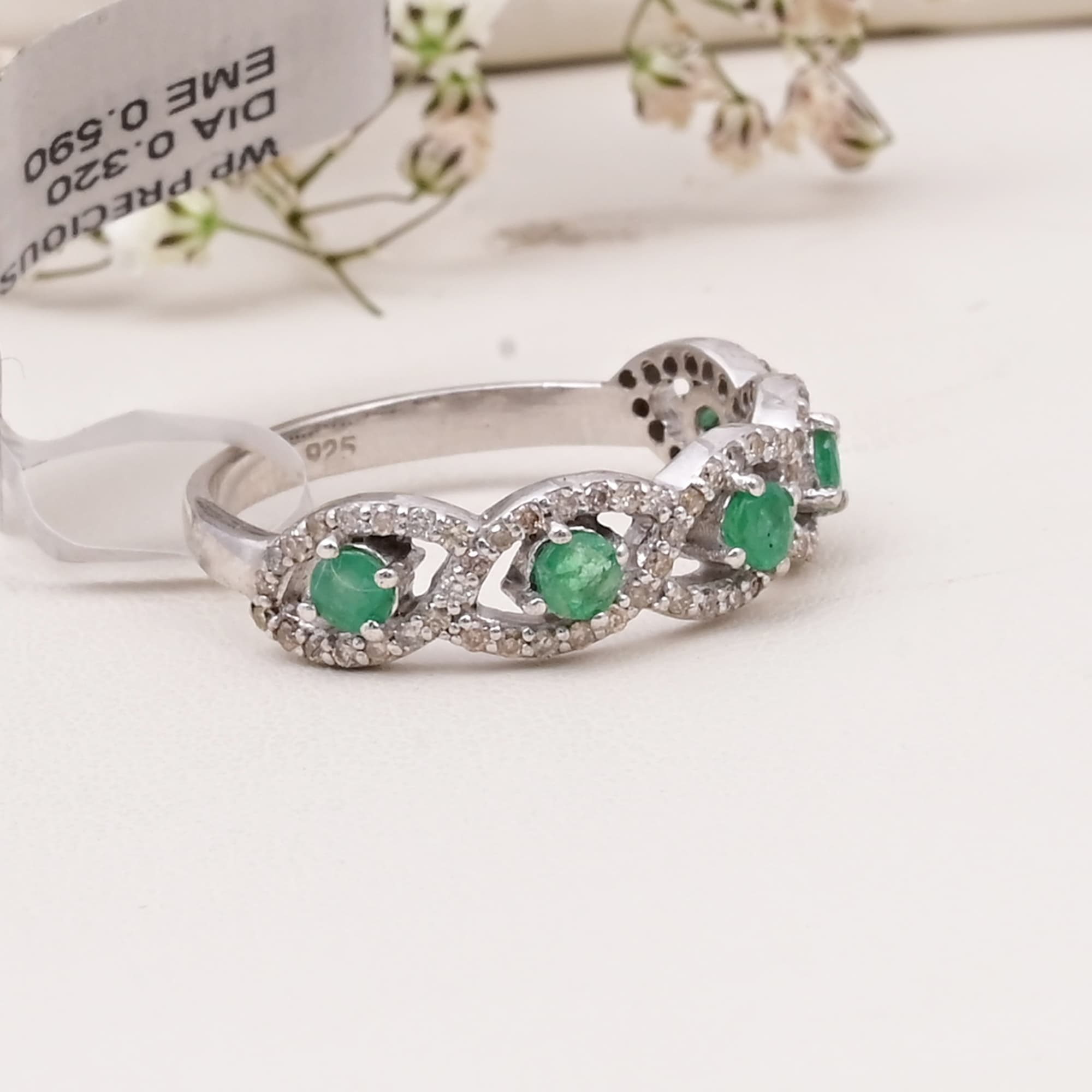 Emerald Infinity Halo Ring alternate view