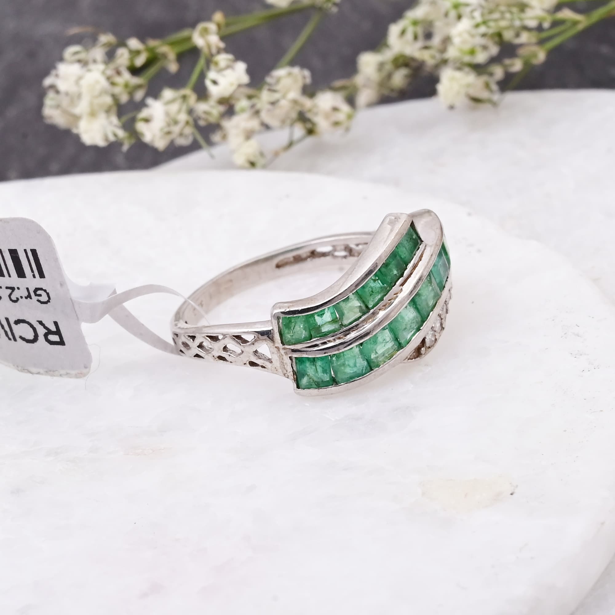 Emerald Cascade Ribbon Ring alternate view