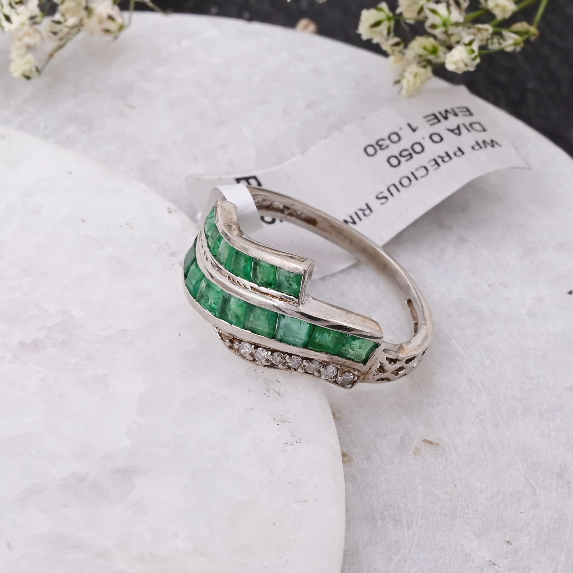 Emerald Cascade Ribbon Ring