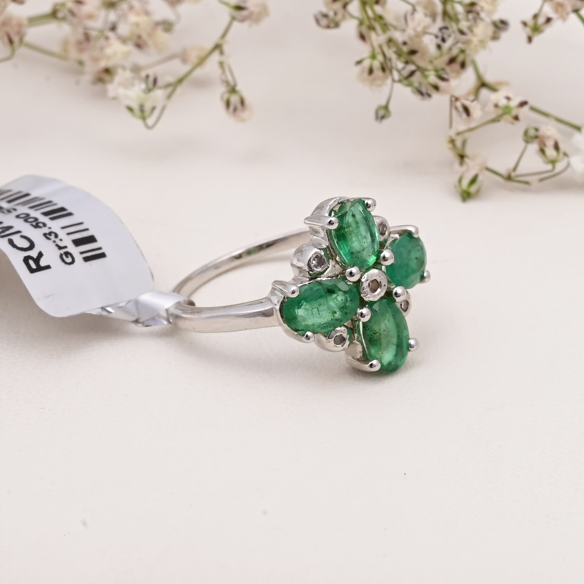 Emerald Blossom Cluster Ring alternate view