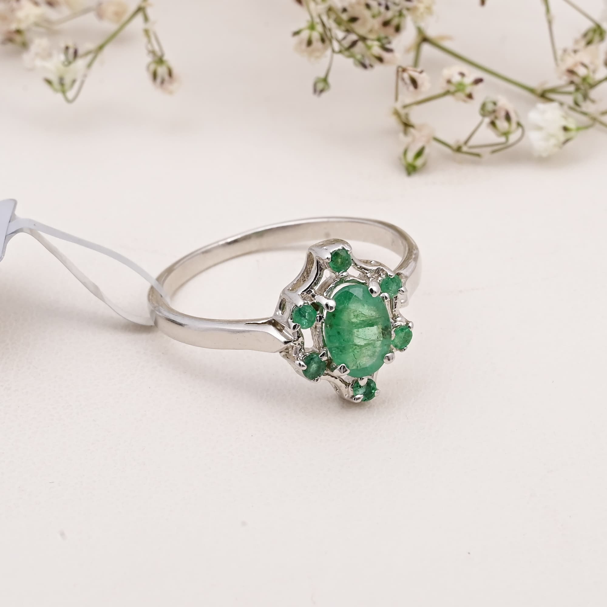 Regal Emerald Halo Ring