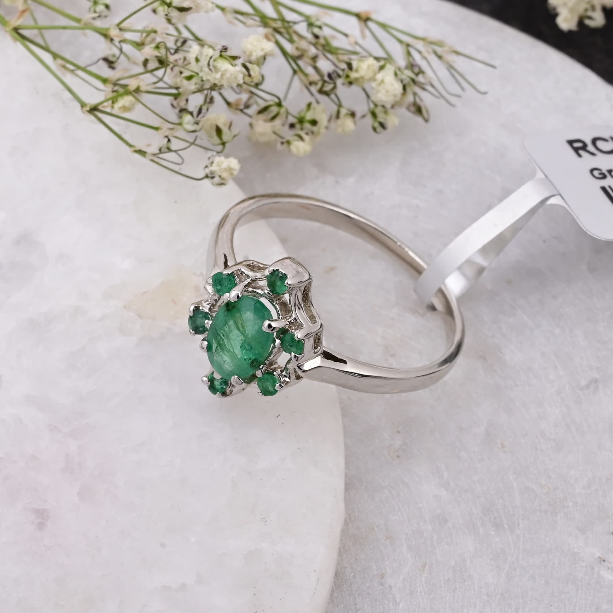 Regal Emerald Halo Ring