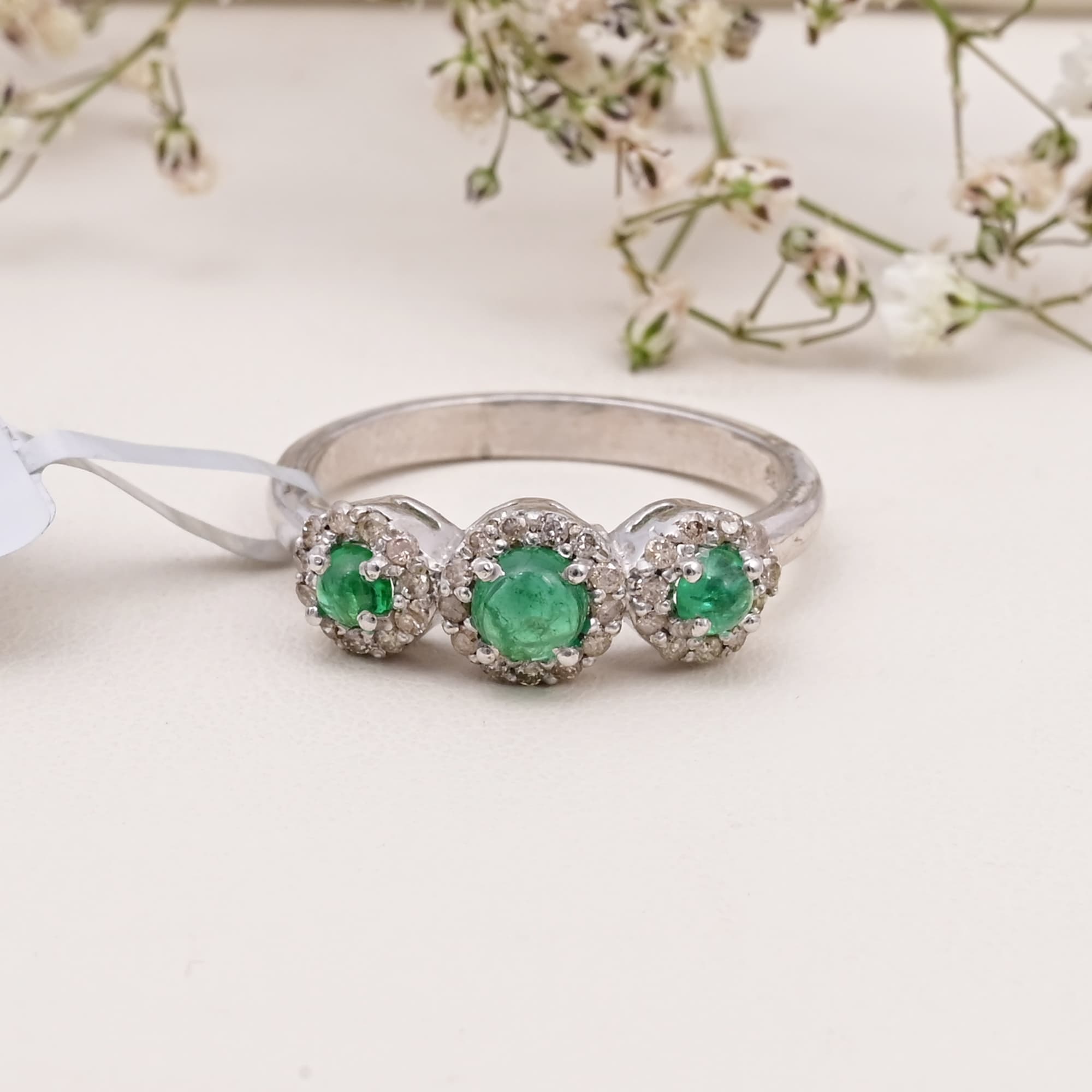 Trinity Emerald Halo Ring alternate view