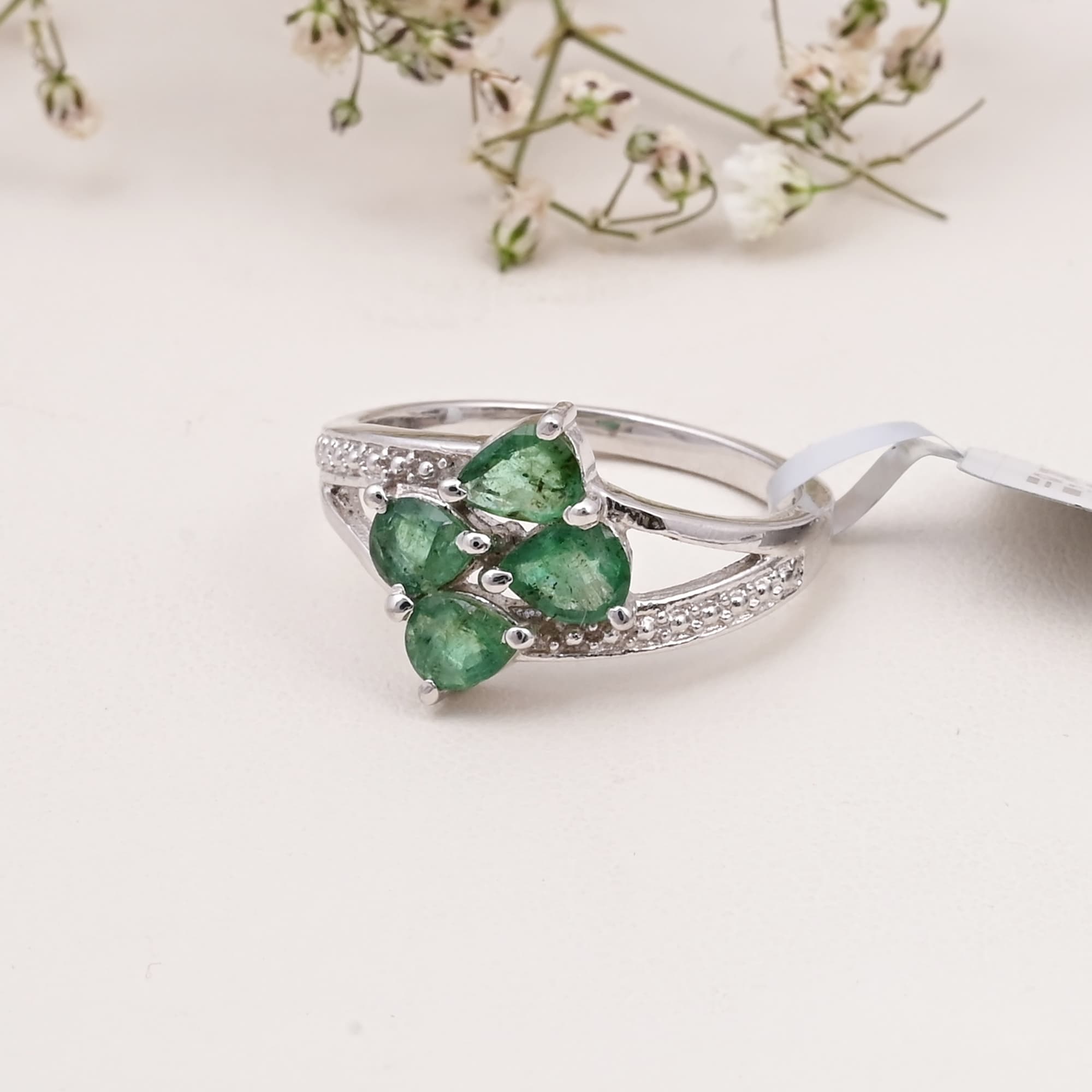 Emerald Leaf Cluster Ring