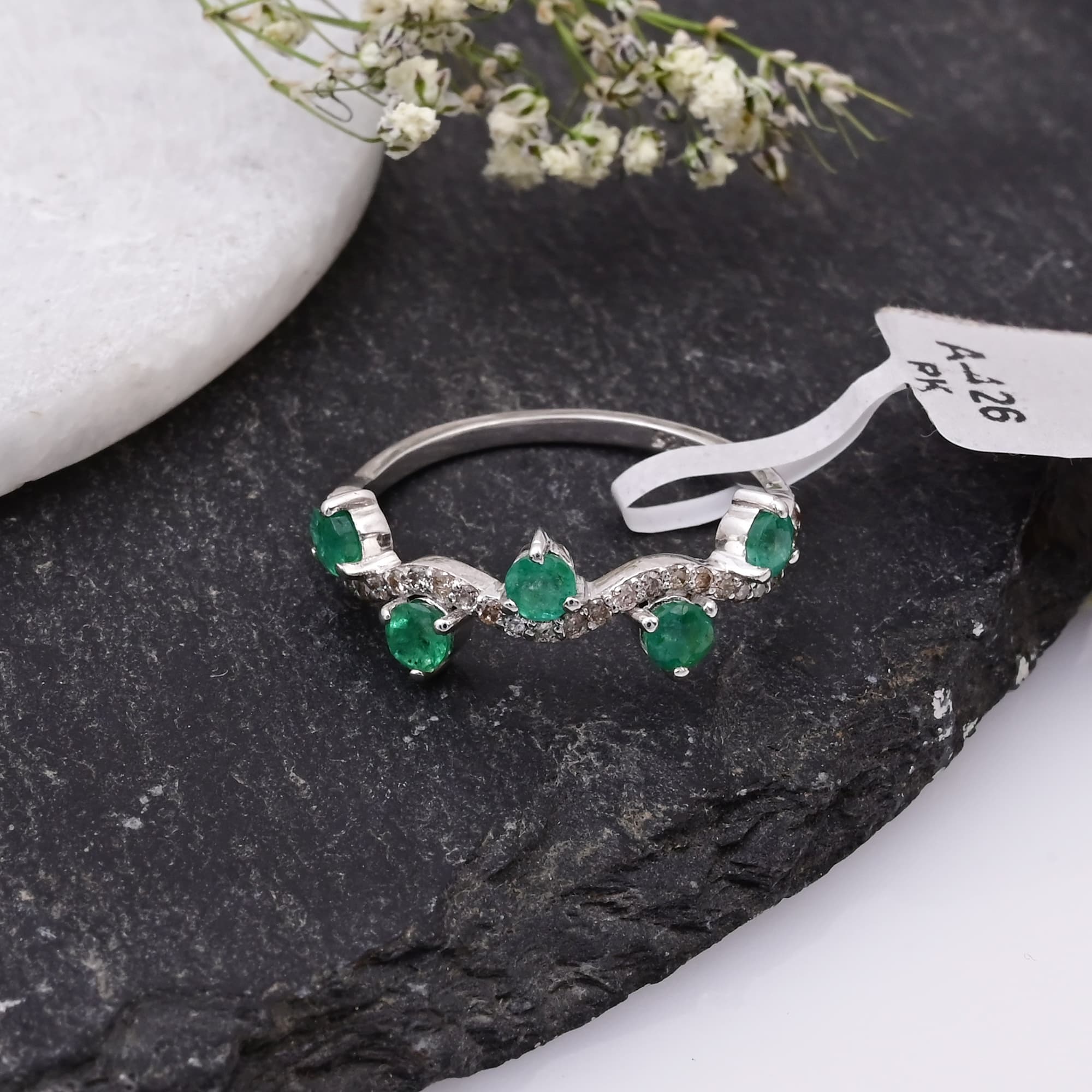 Emerald Vine Diamond Ring