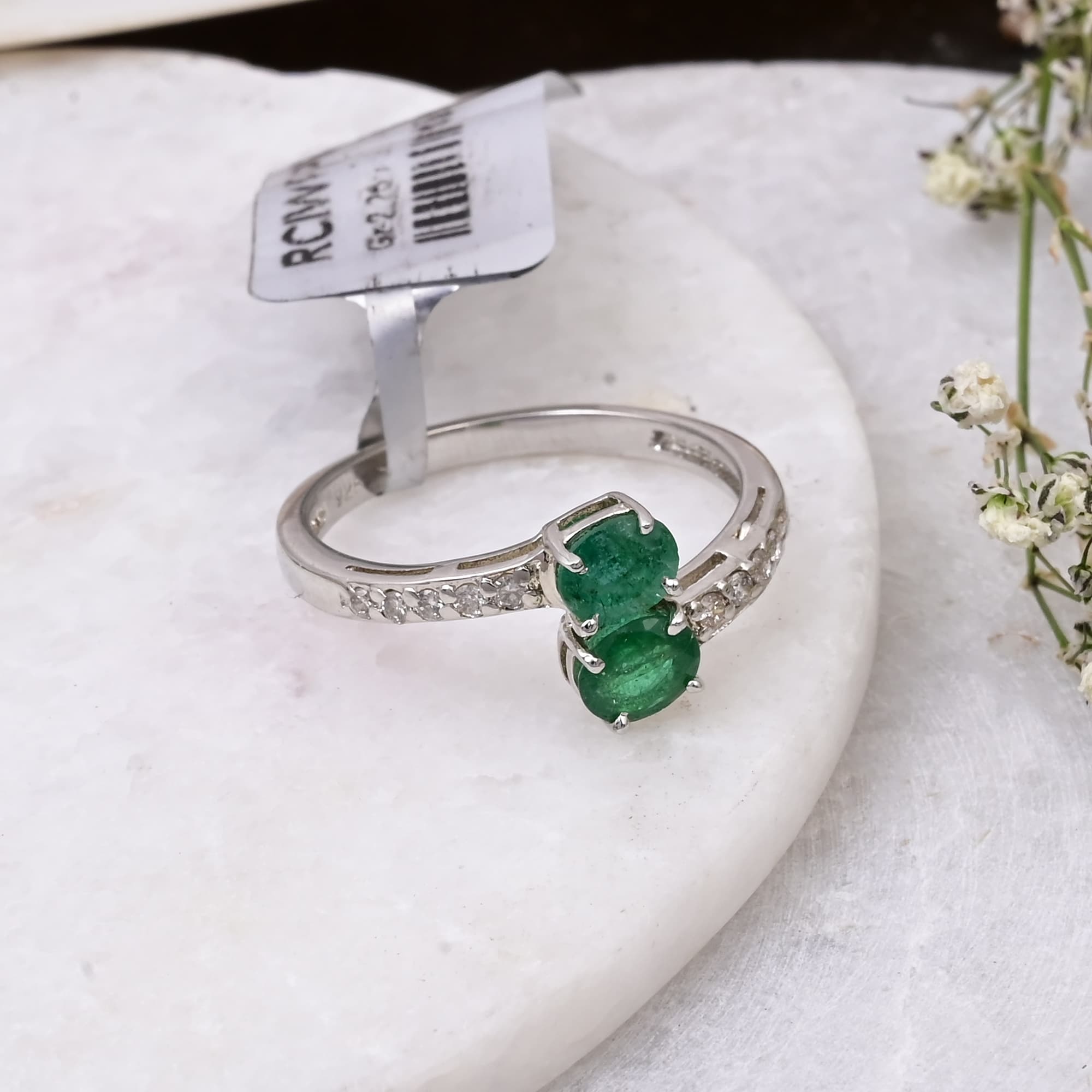 Twin Emerald Bypass Ring