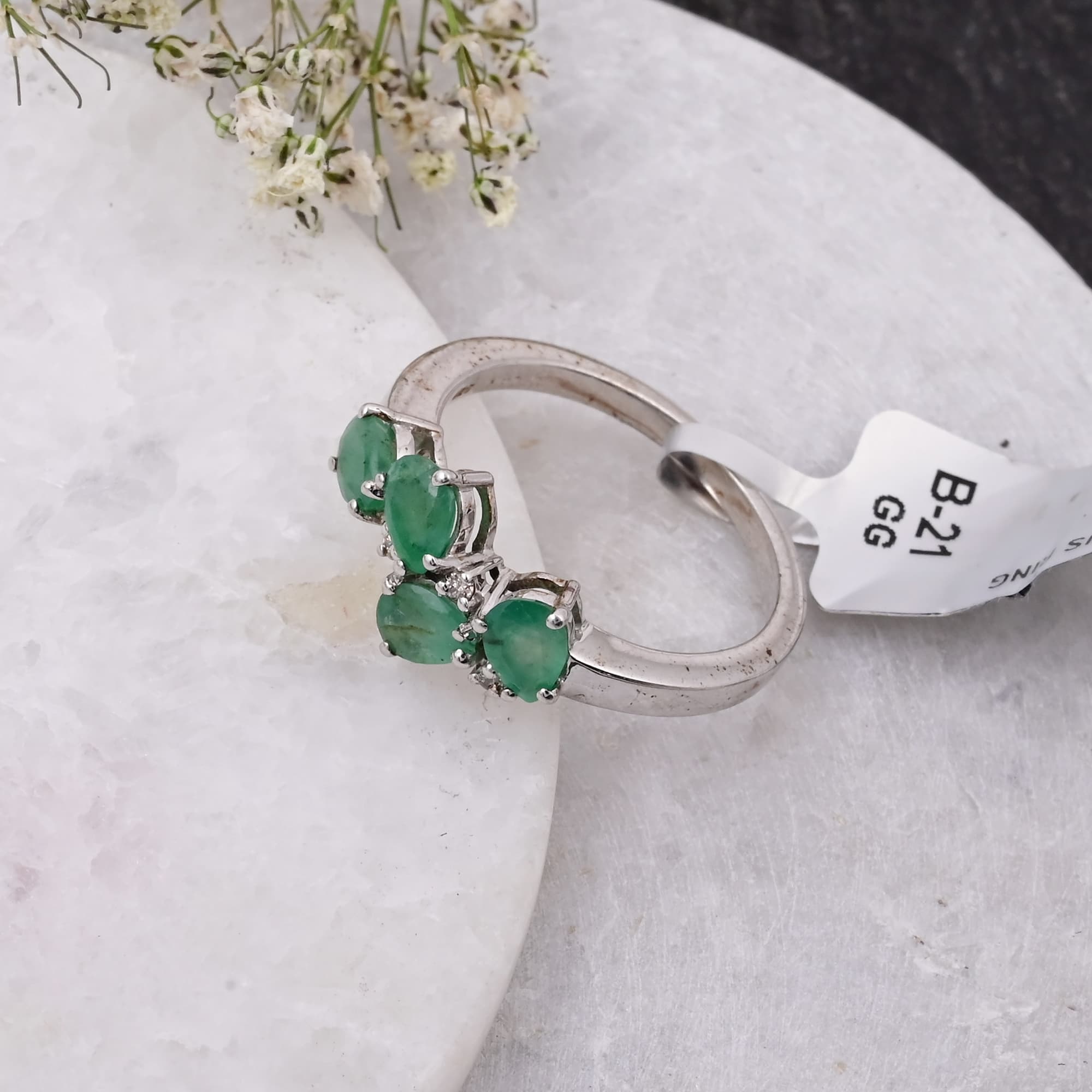 Emerald Blossom Diamond Ring