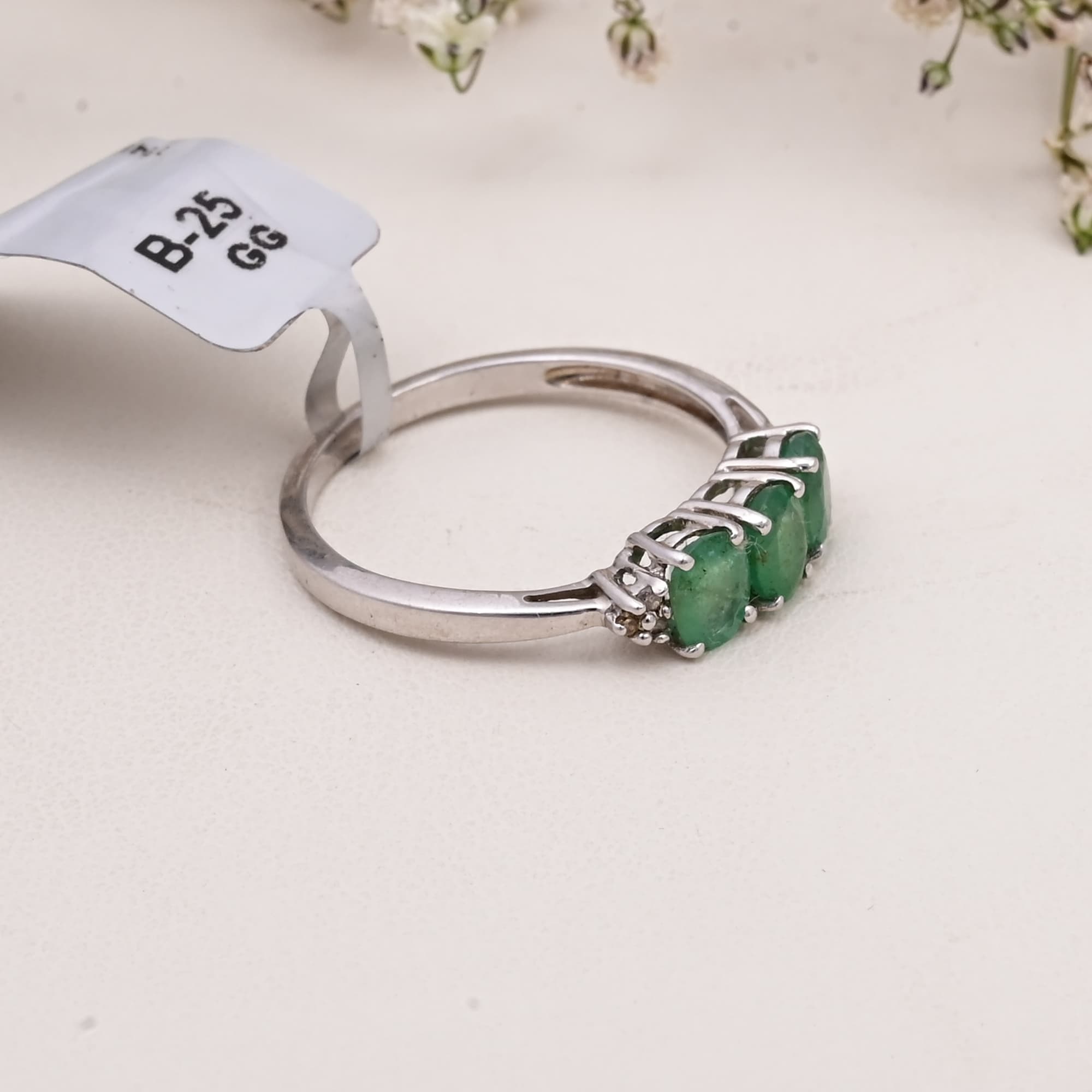 Emerald Trinity Ring alternate view