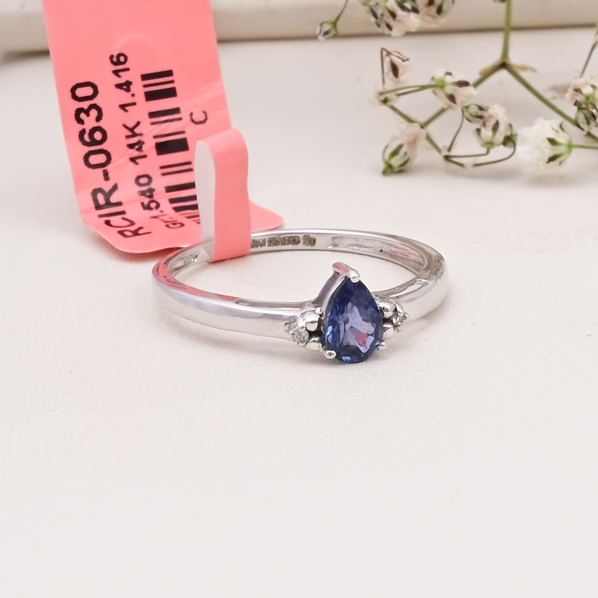 Azure Teardrop Sapphire Ring alternate view