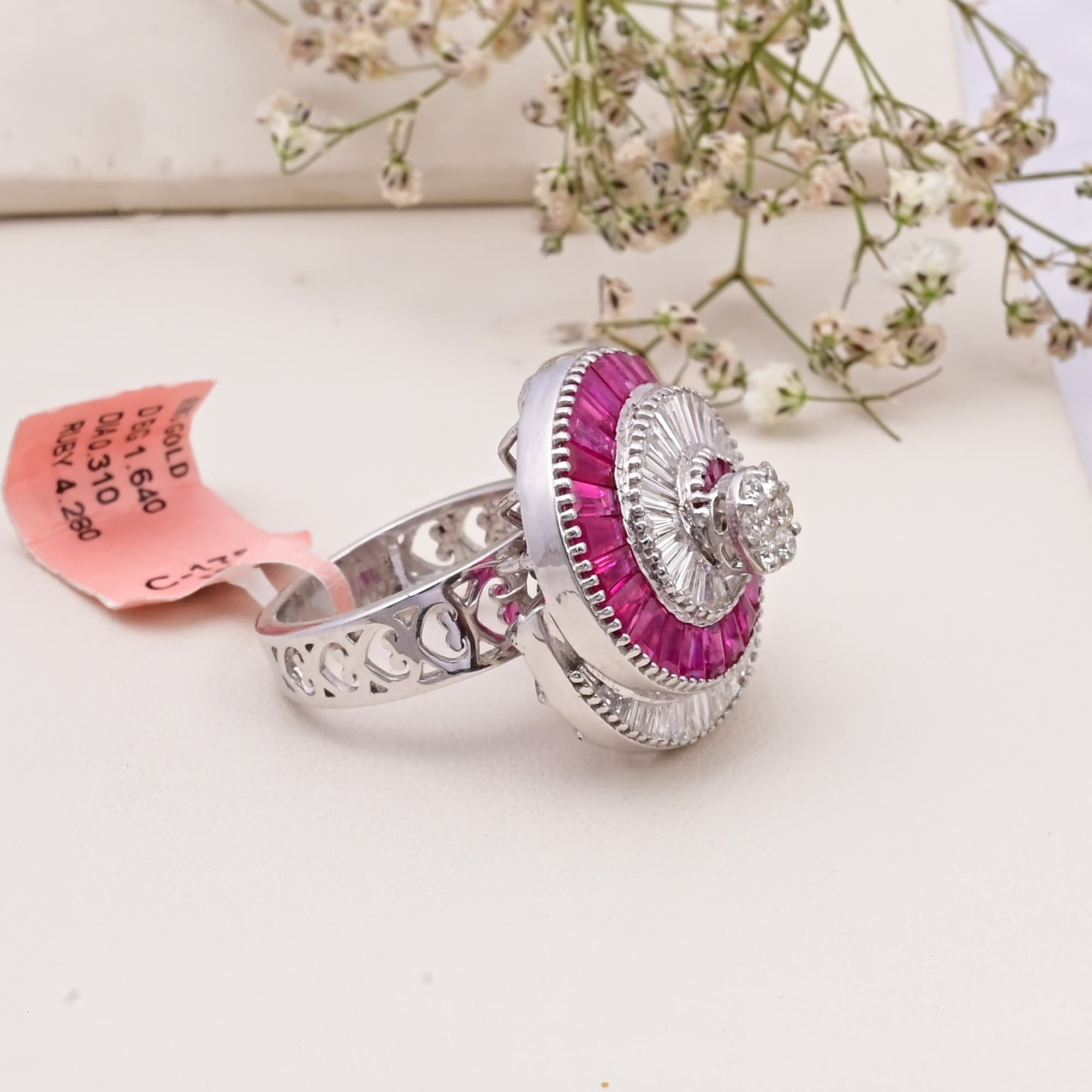 Imperial Ruby Diamond Spiral Ring alternate view
