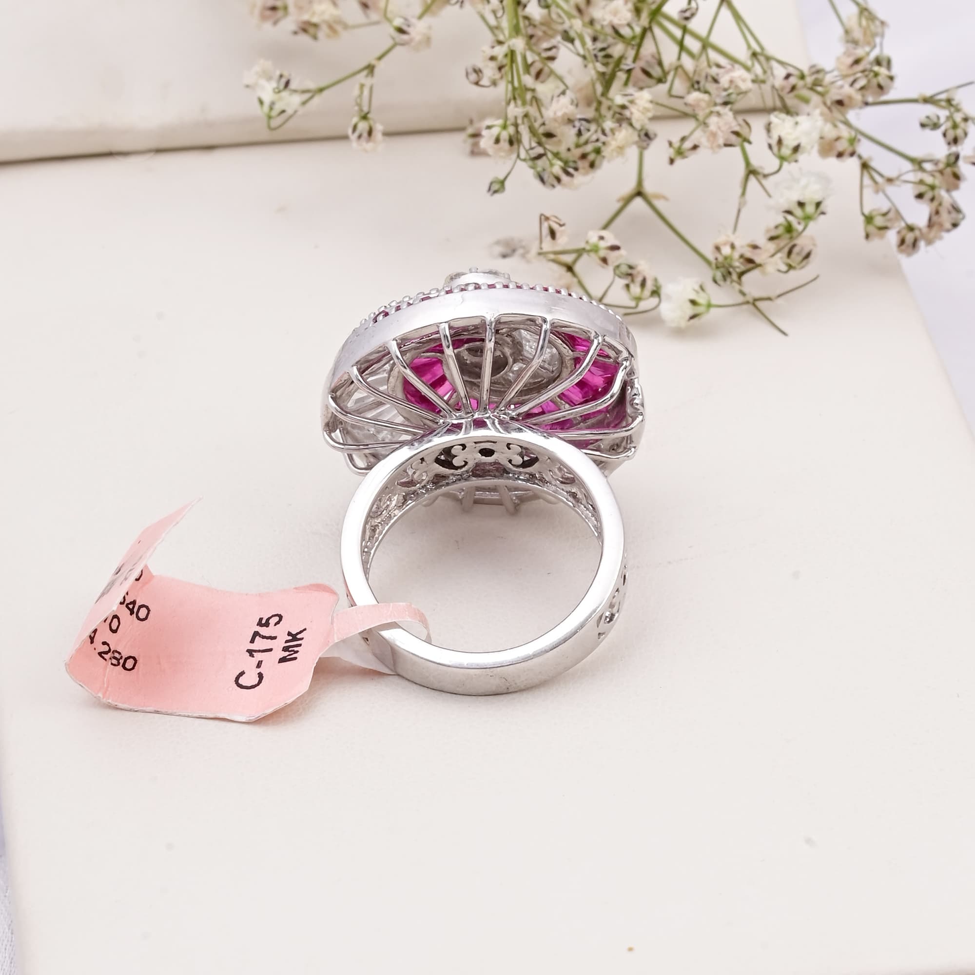 Imperial Ruby Diamond Spiral Ring