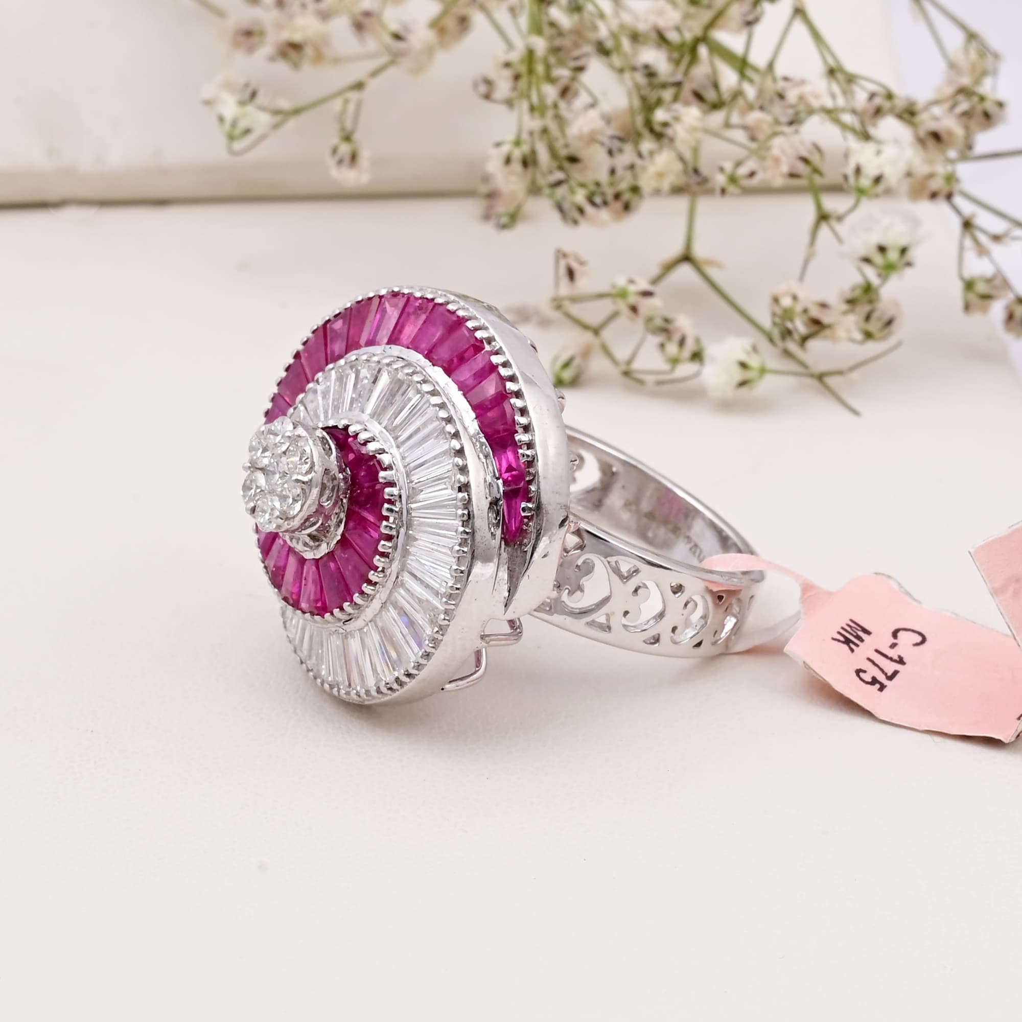 Imperial Ruby Diamond Spiral Ring