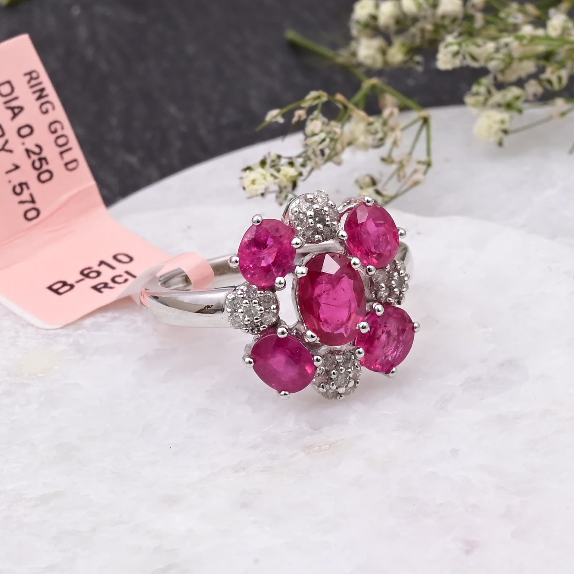 Ruby Blossom Diamond Ring