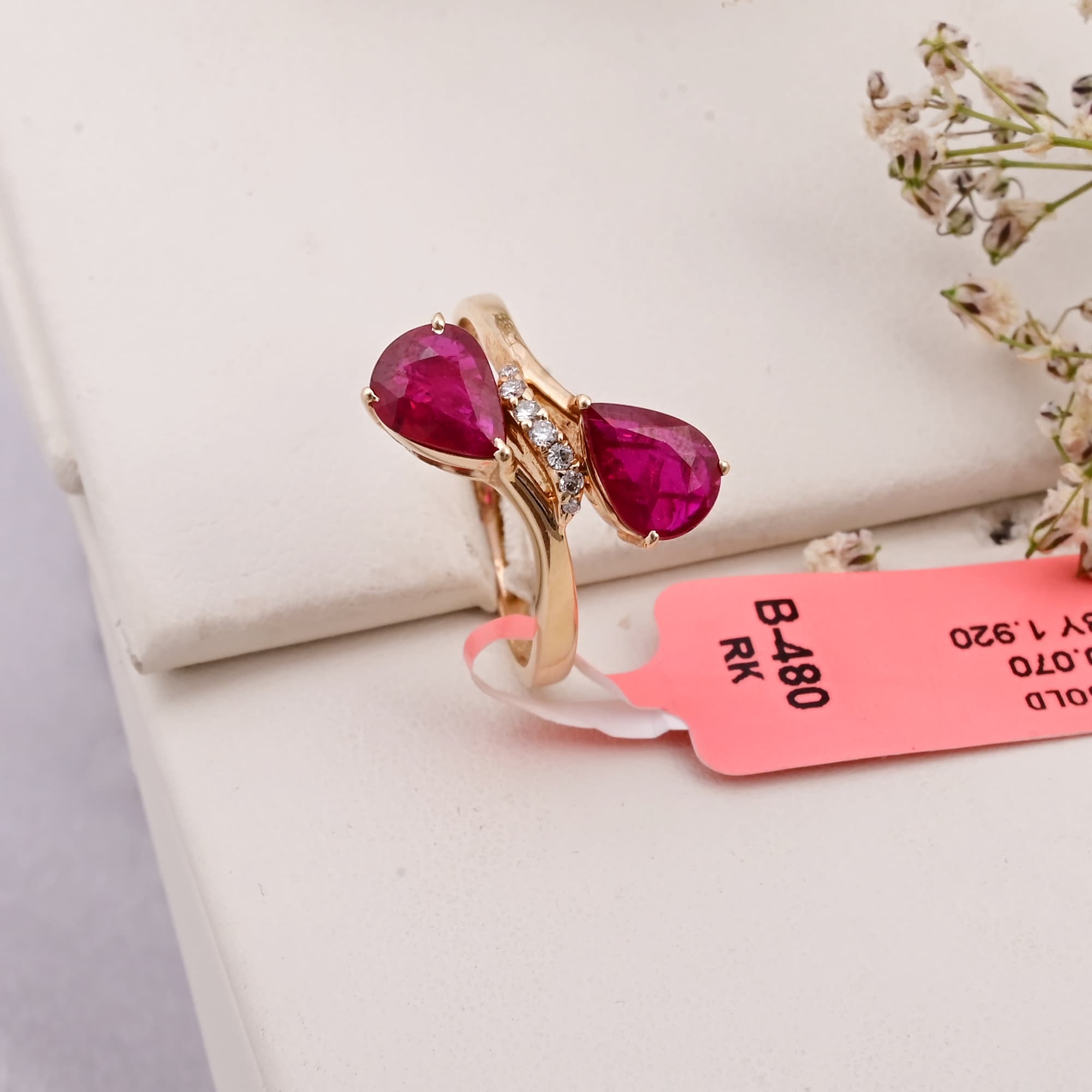 Twin Flame Ruby Bypass Ring
