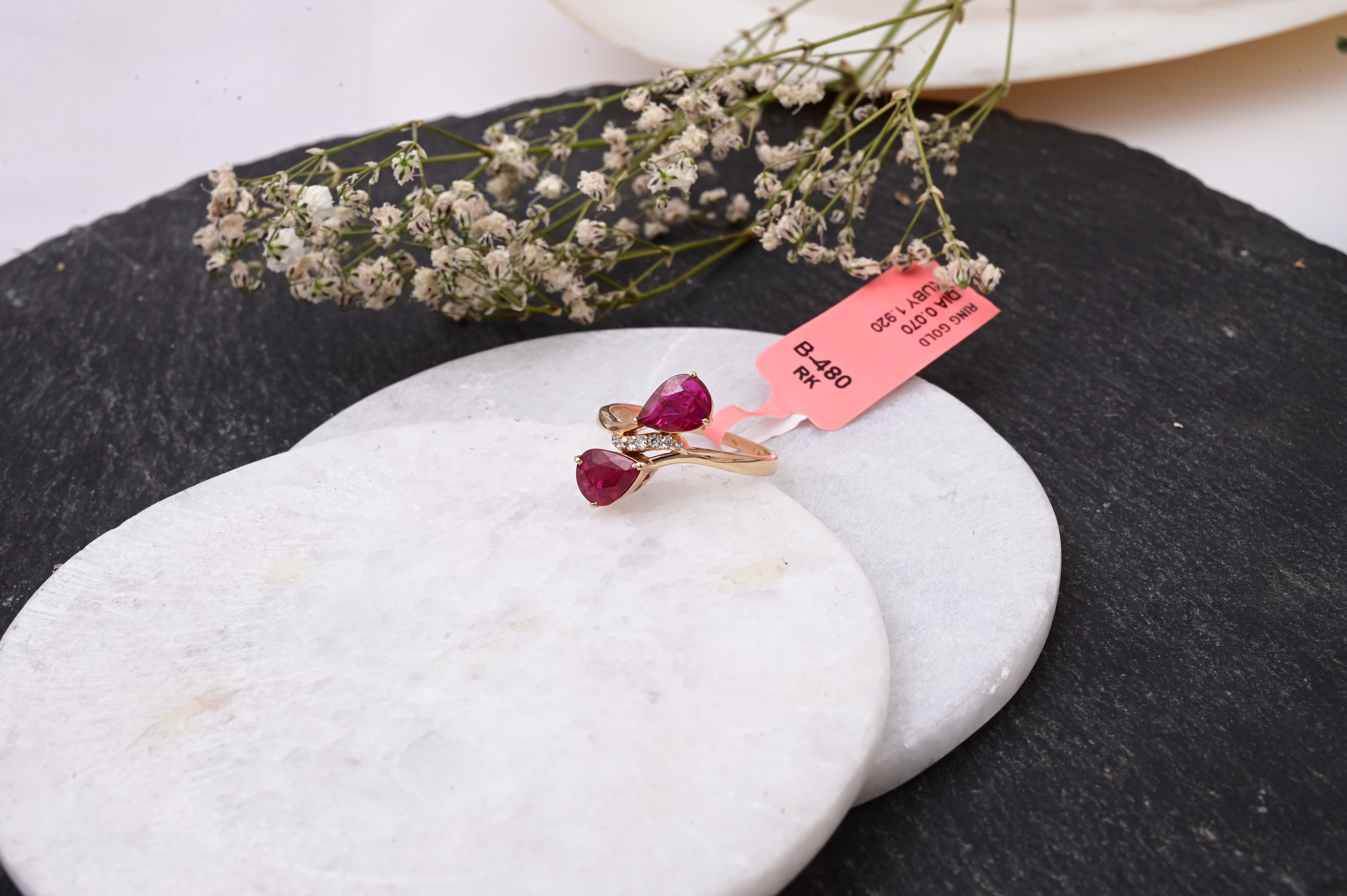 Twin Flame Ruby Bypass Ring