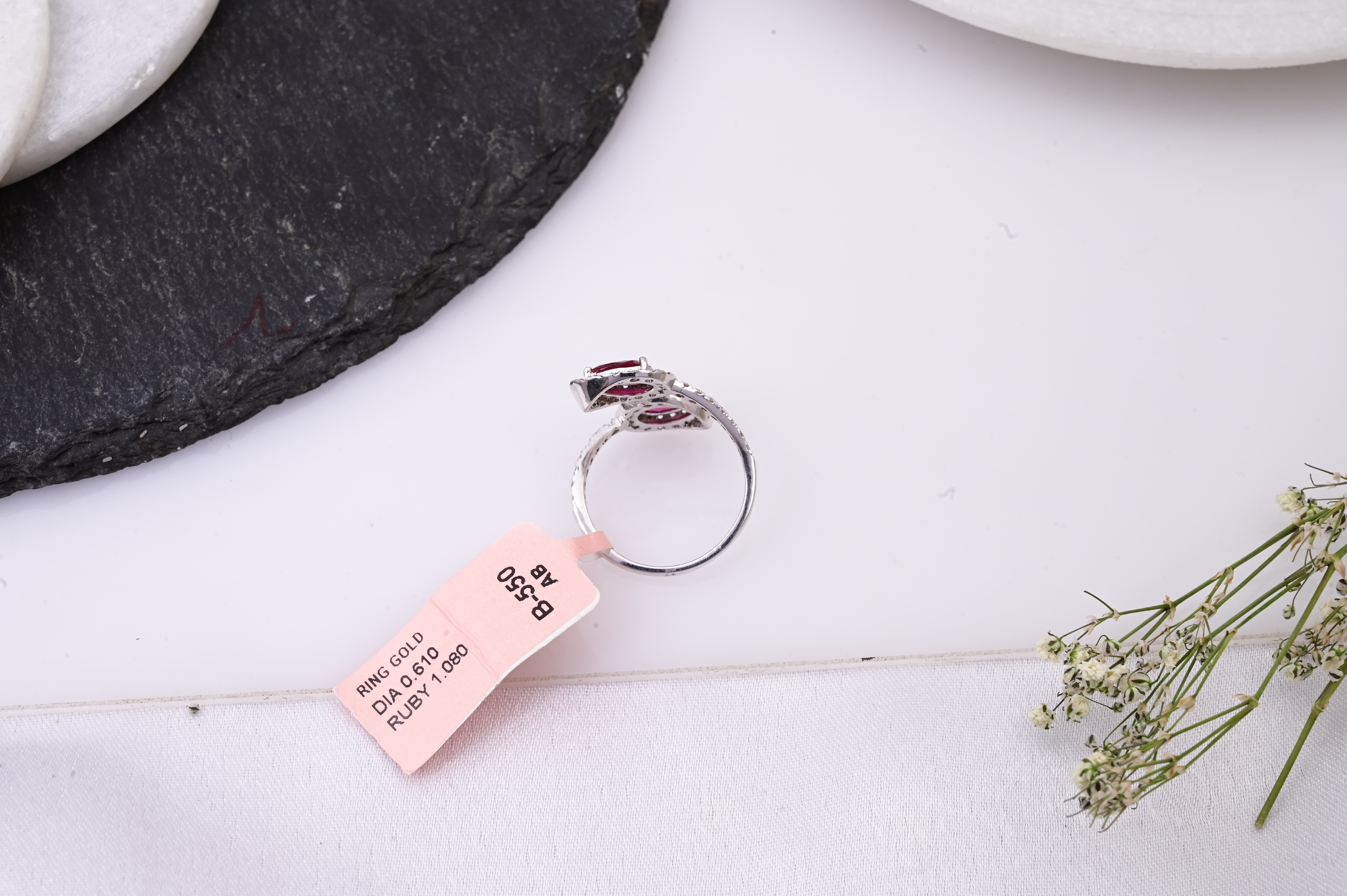 Twin Halo Ruby Open Ring