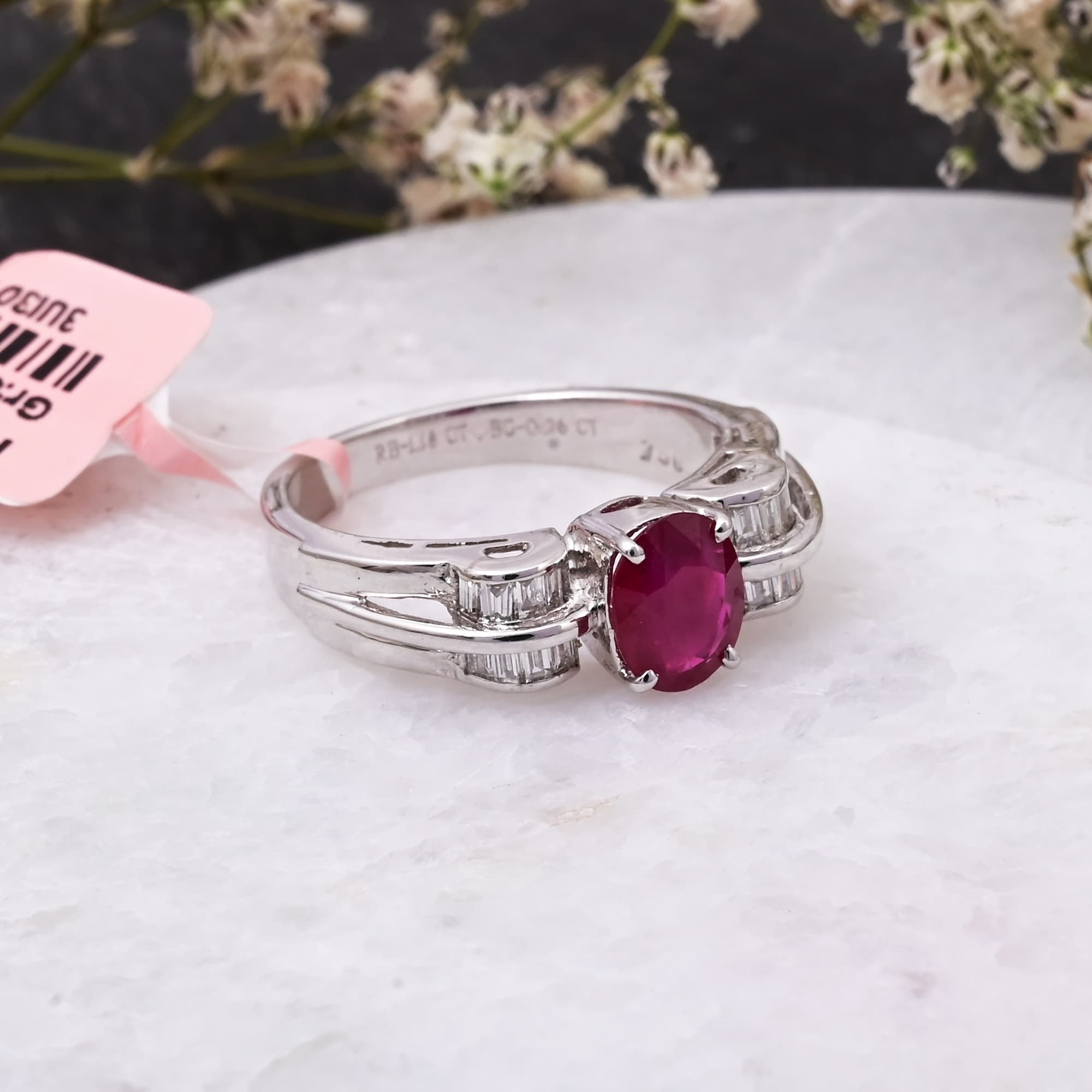 Regal Ruby Baguette Diamond Ring