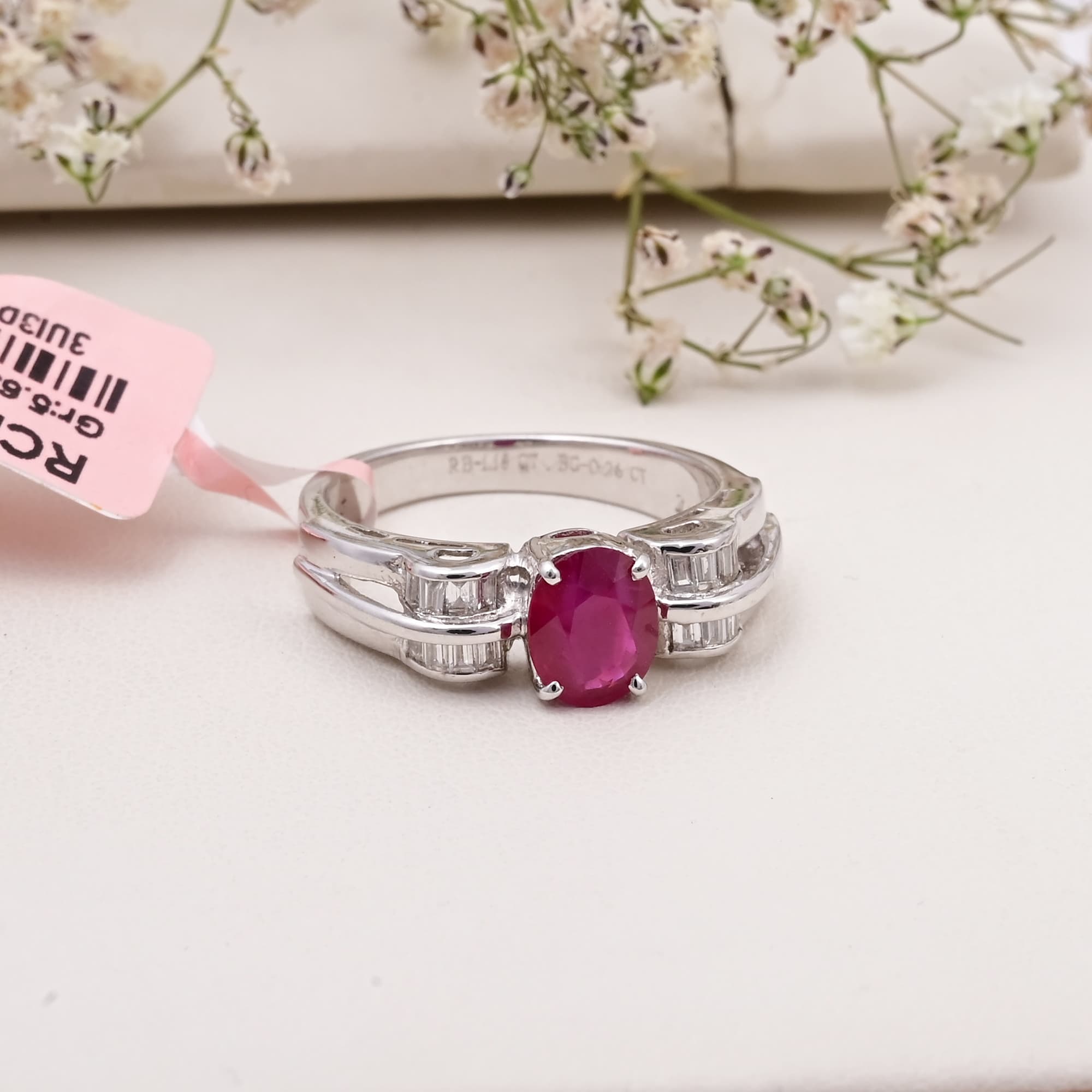 Regal Ruby Baguette Diamond Ring