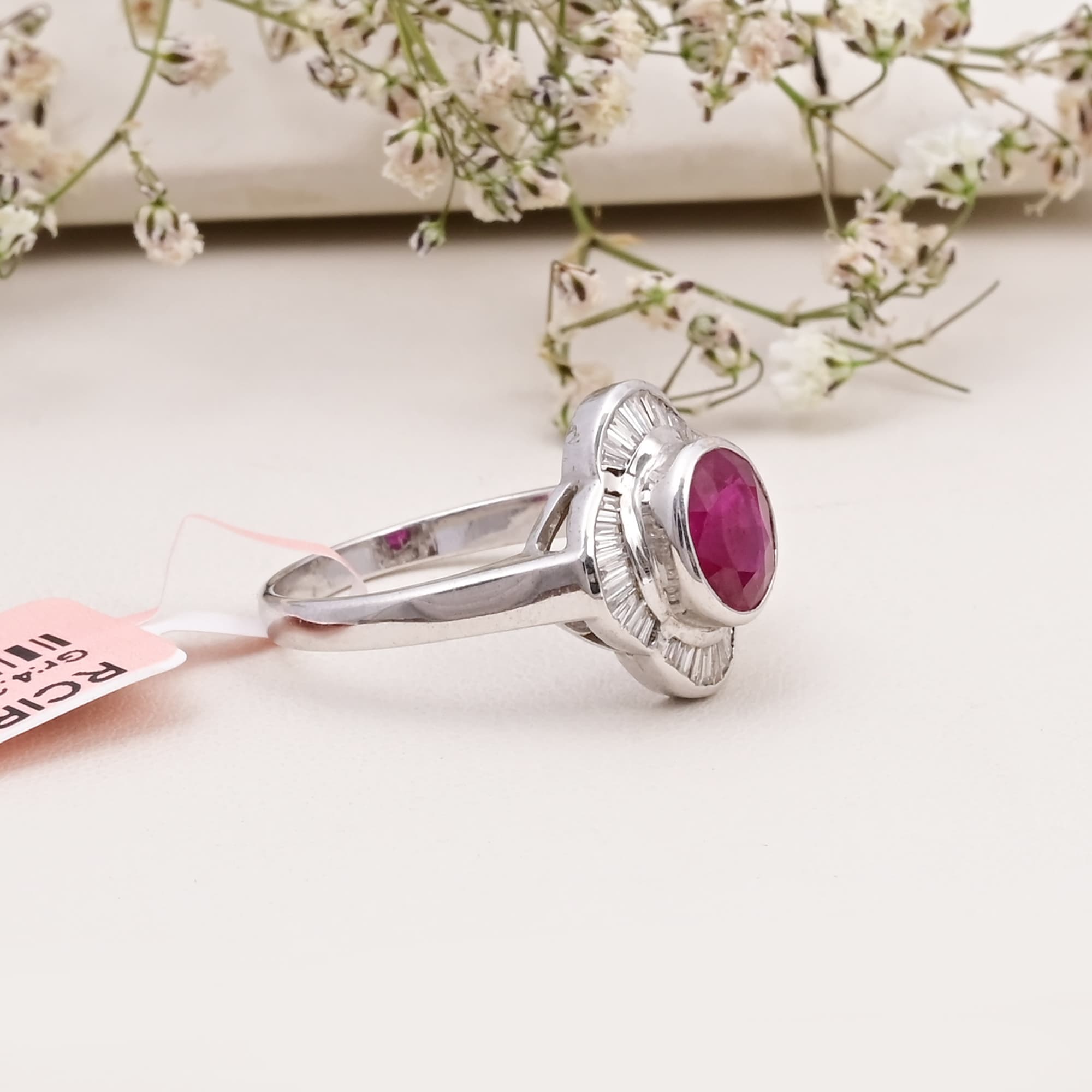 Imperial Ruby Baguette Halo Ring alternate view