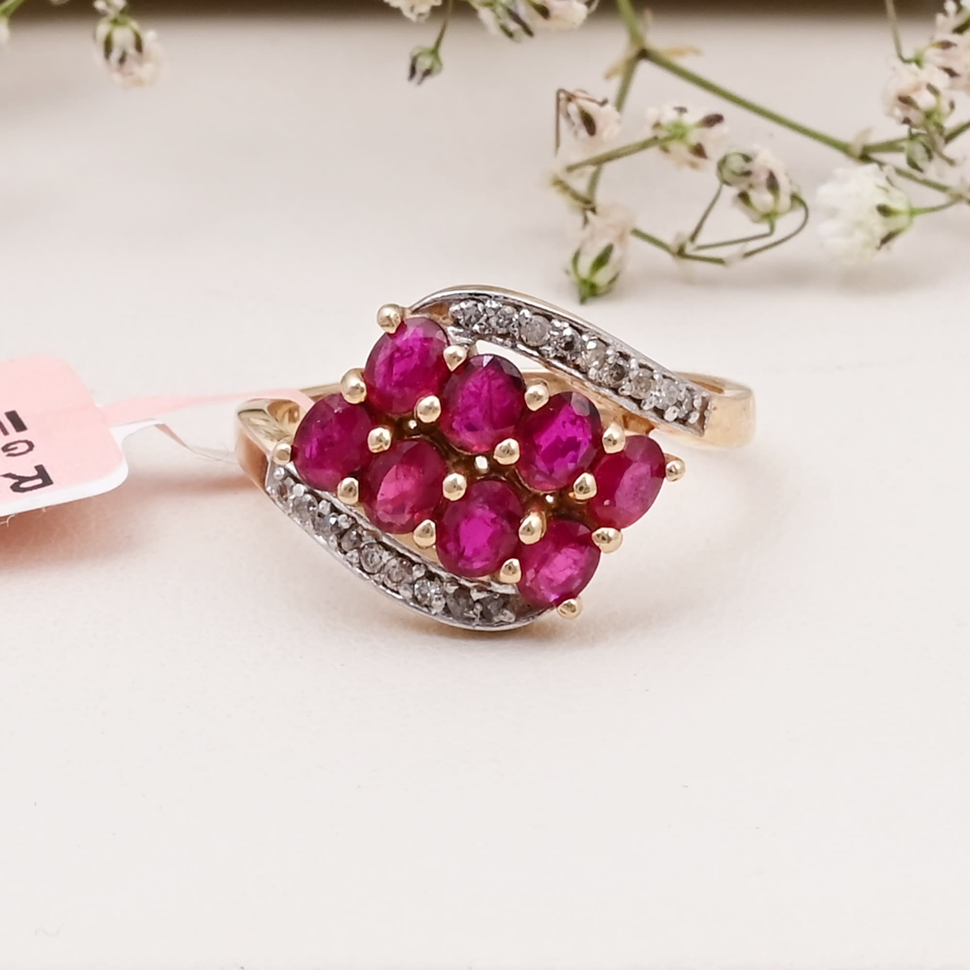 Ruby Blossom Cluster Diamond Ring