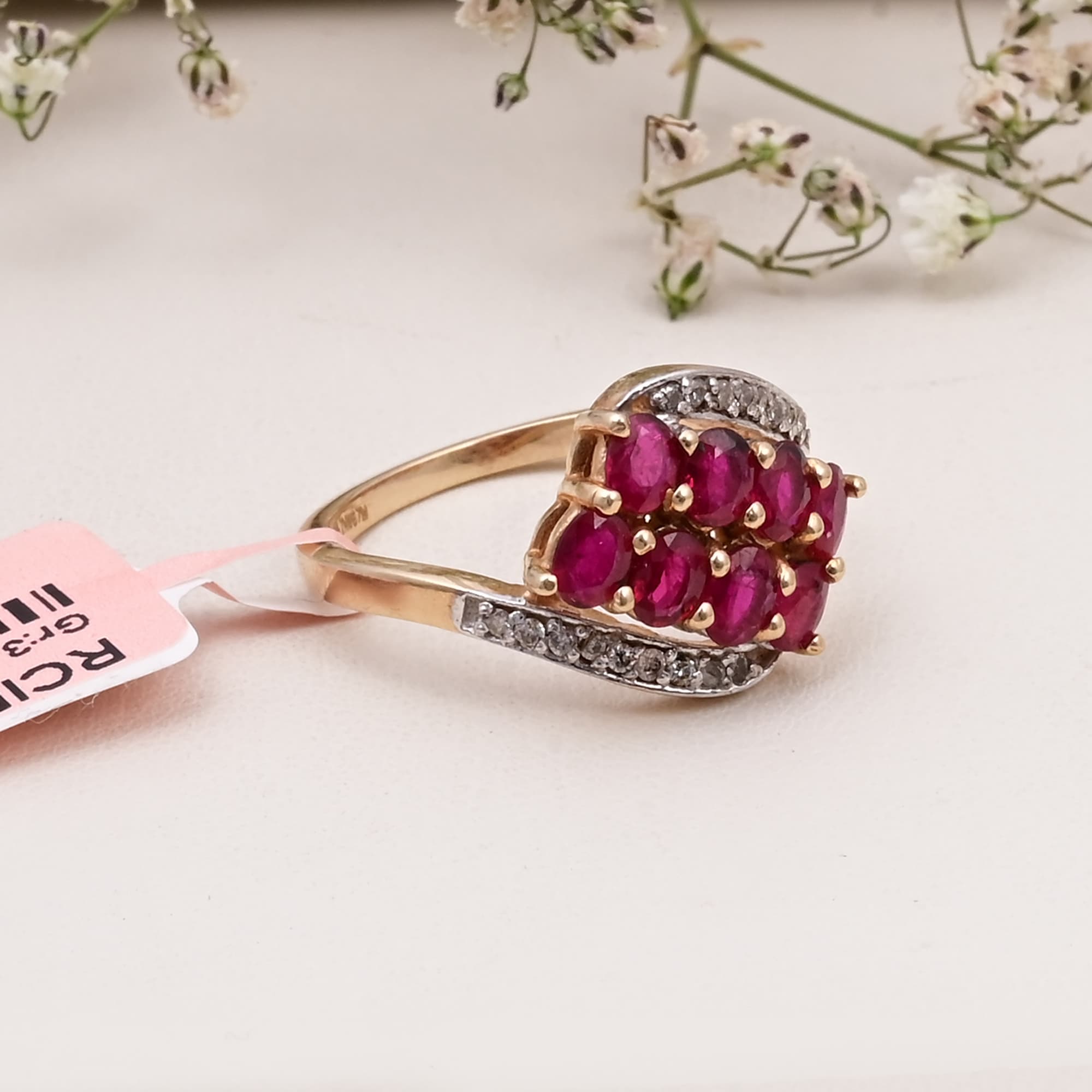 Ruby Blossom Cluster Diamond Ring alternate view
