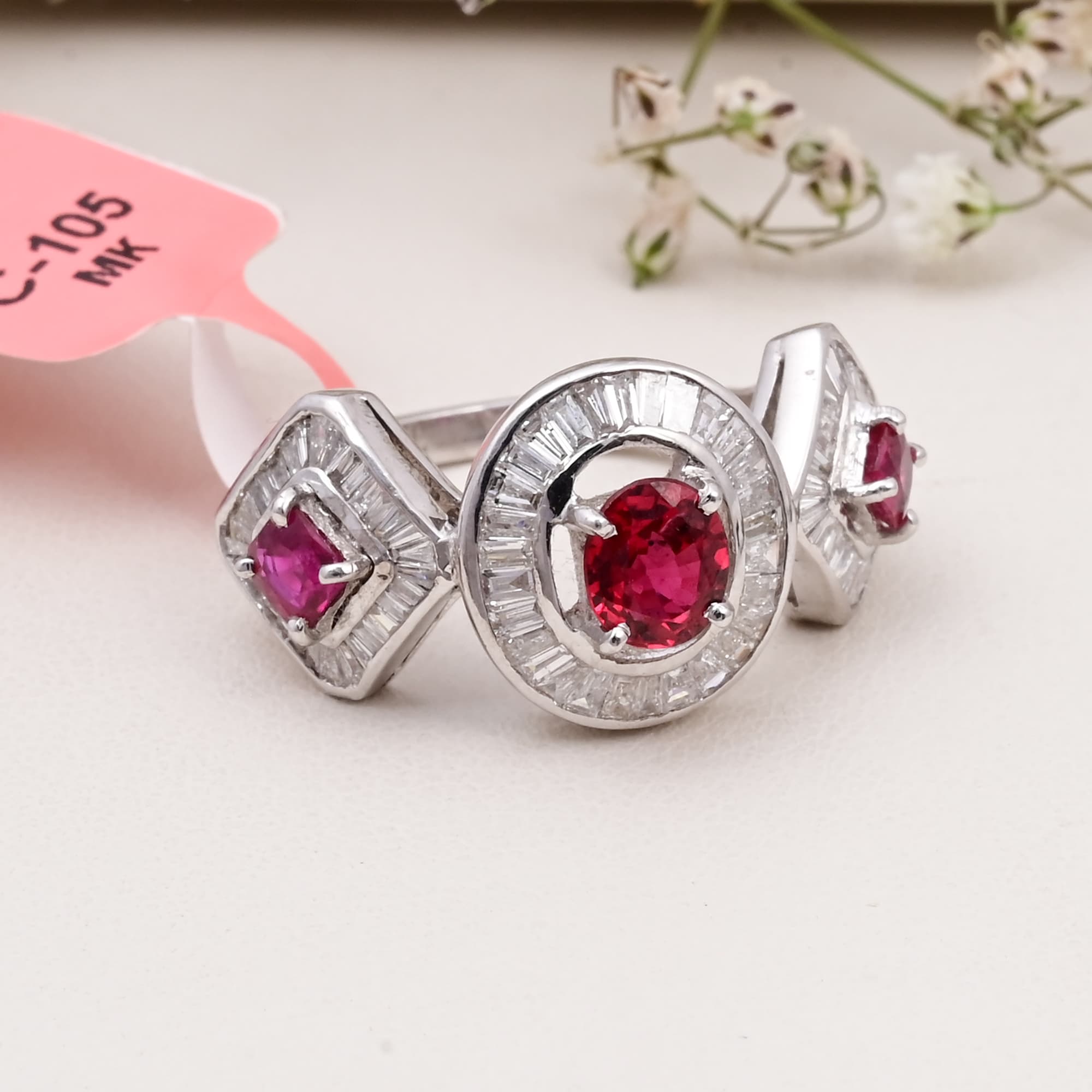 Trinity Ruby Diamond Ring