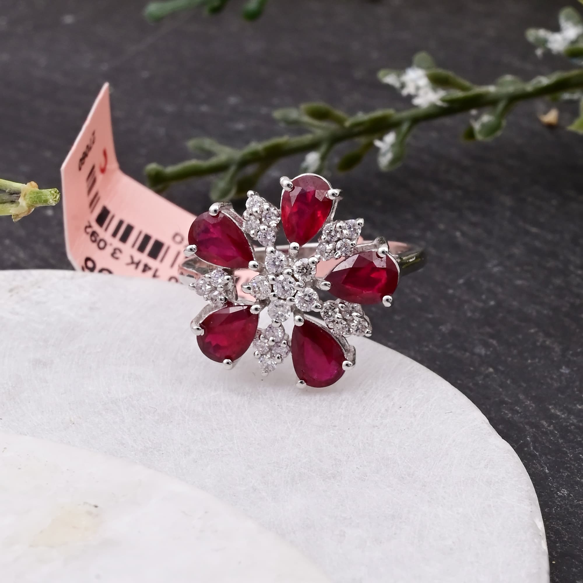Ruby Blossom Diamond Floral Ring alternate view