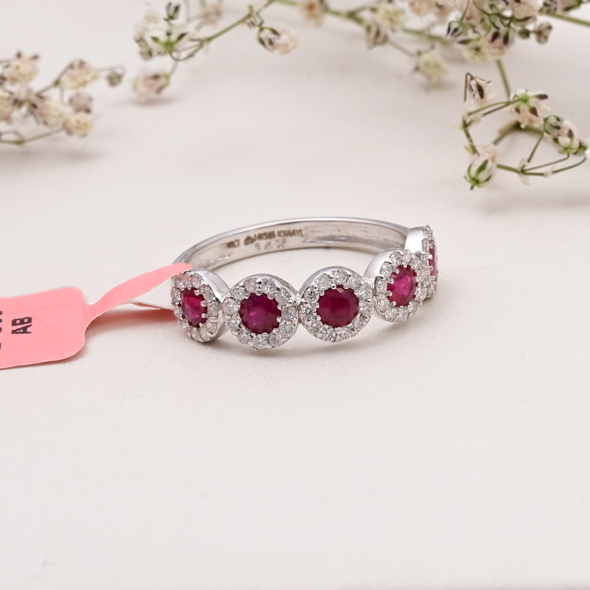 Ruby Halo Station Band Ring
