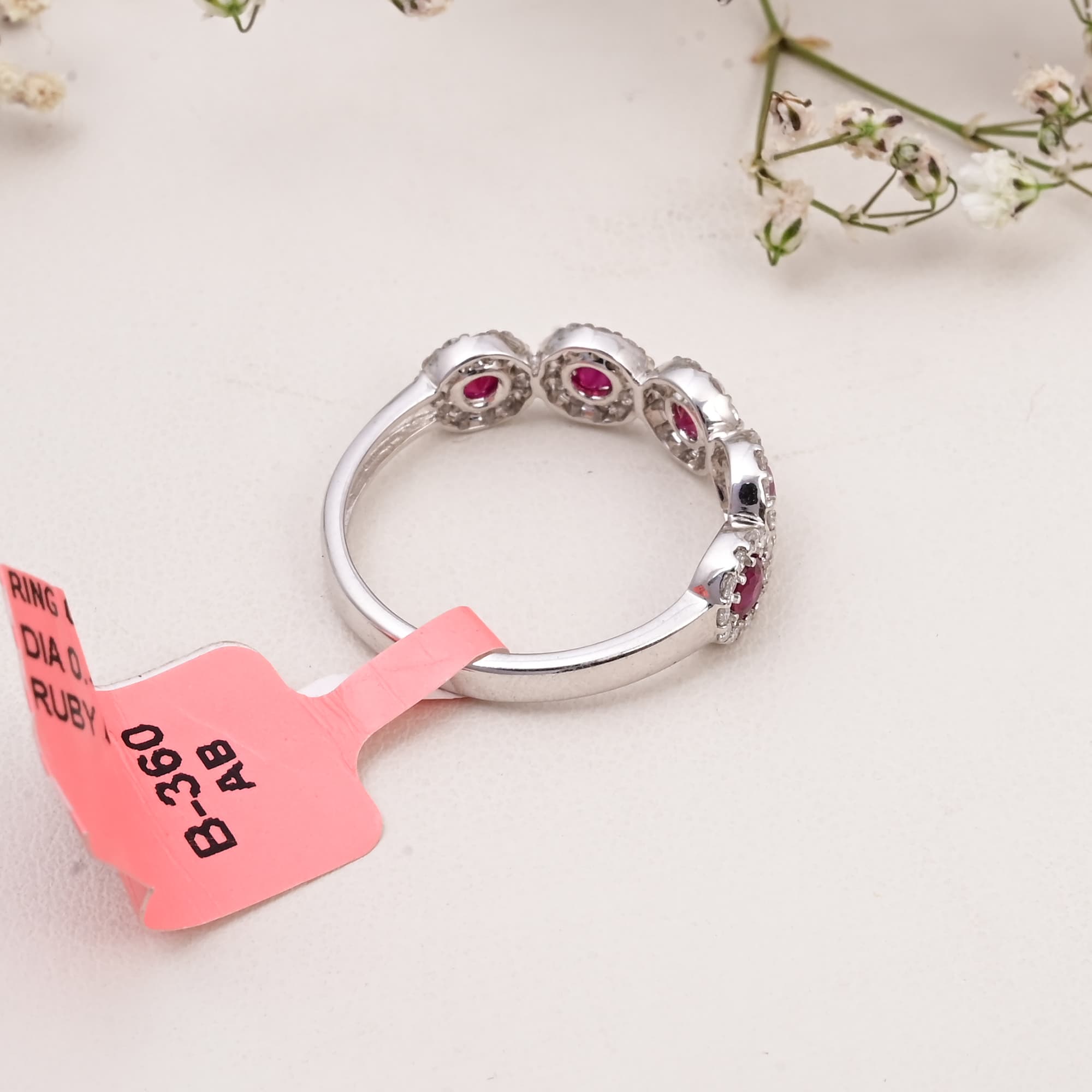 Ruby Halo Station Band Ring