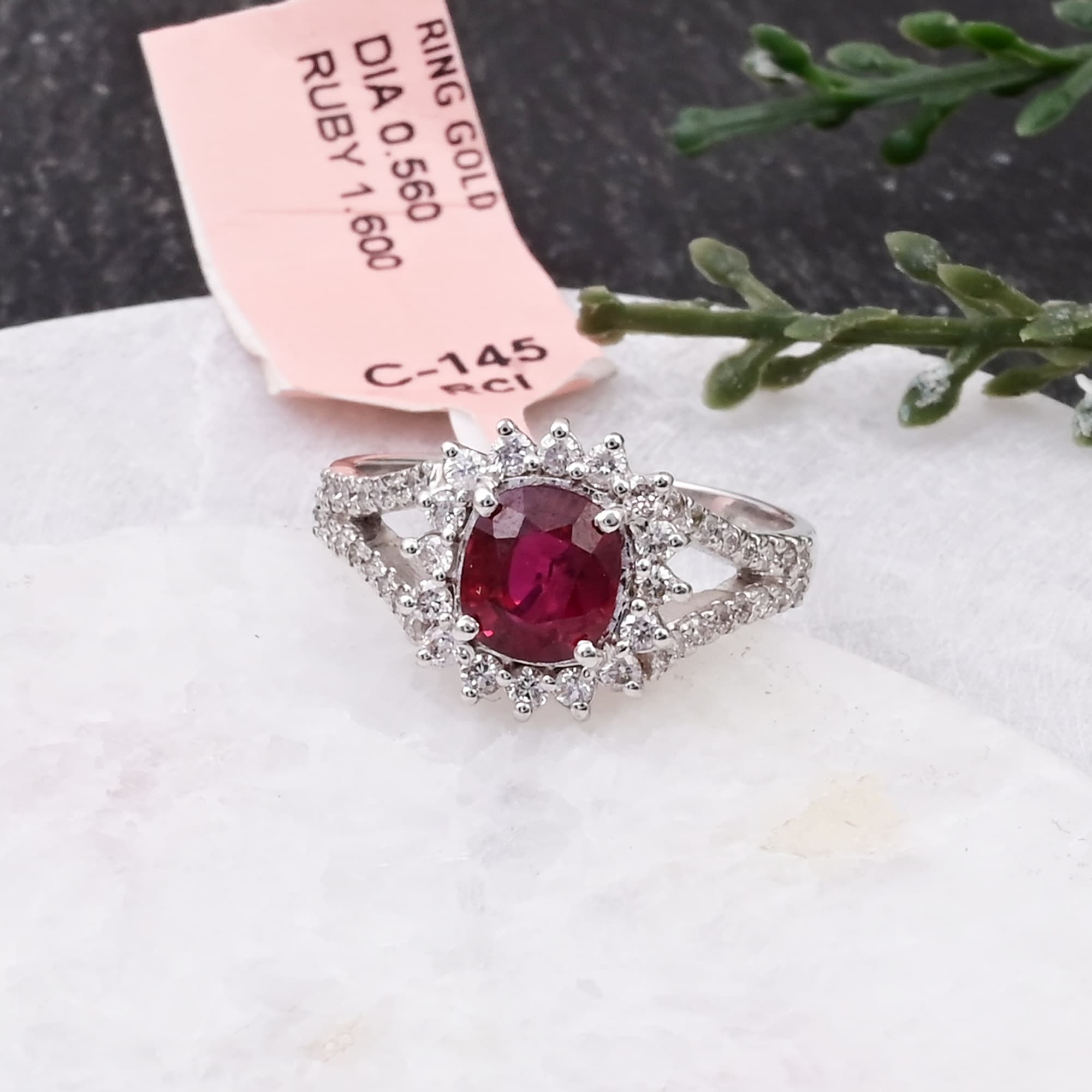 Royal Halo Ruby Split Shank Ring