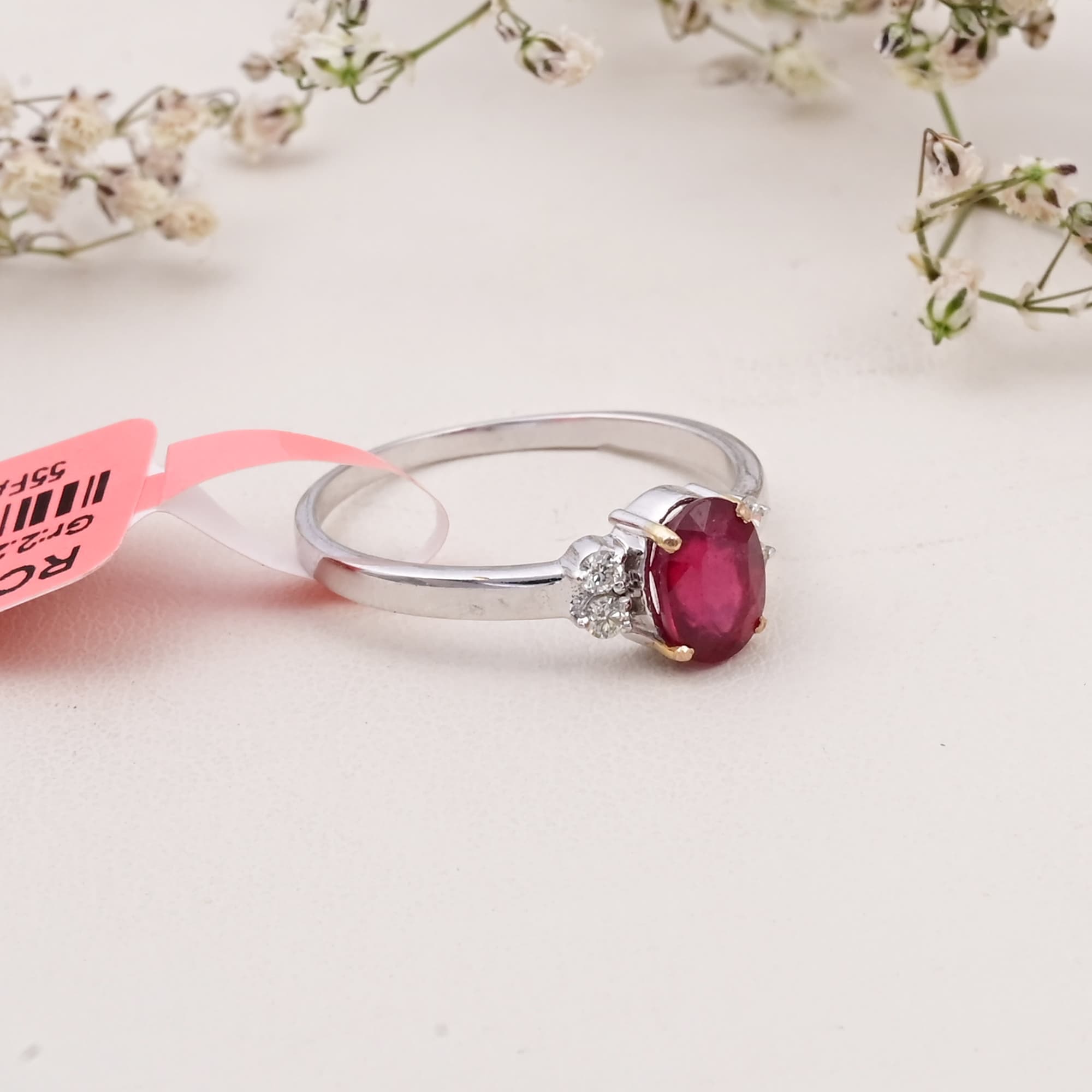 Classic Ruby Solitaire Diamond Ring