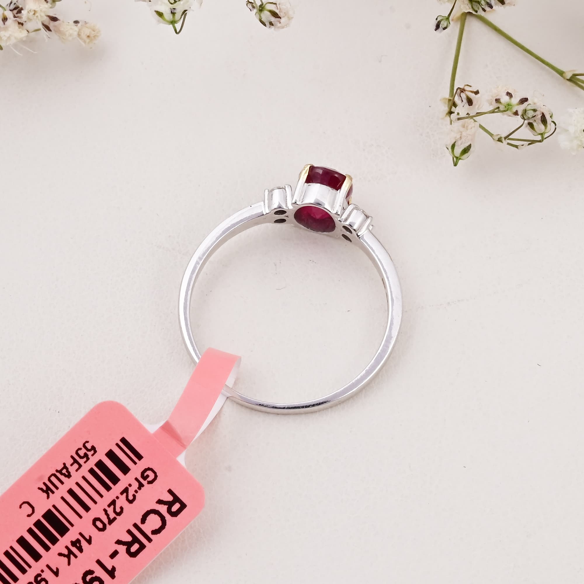 Classic Ruby Solitaire Diamond Ring