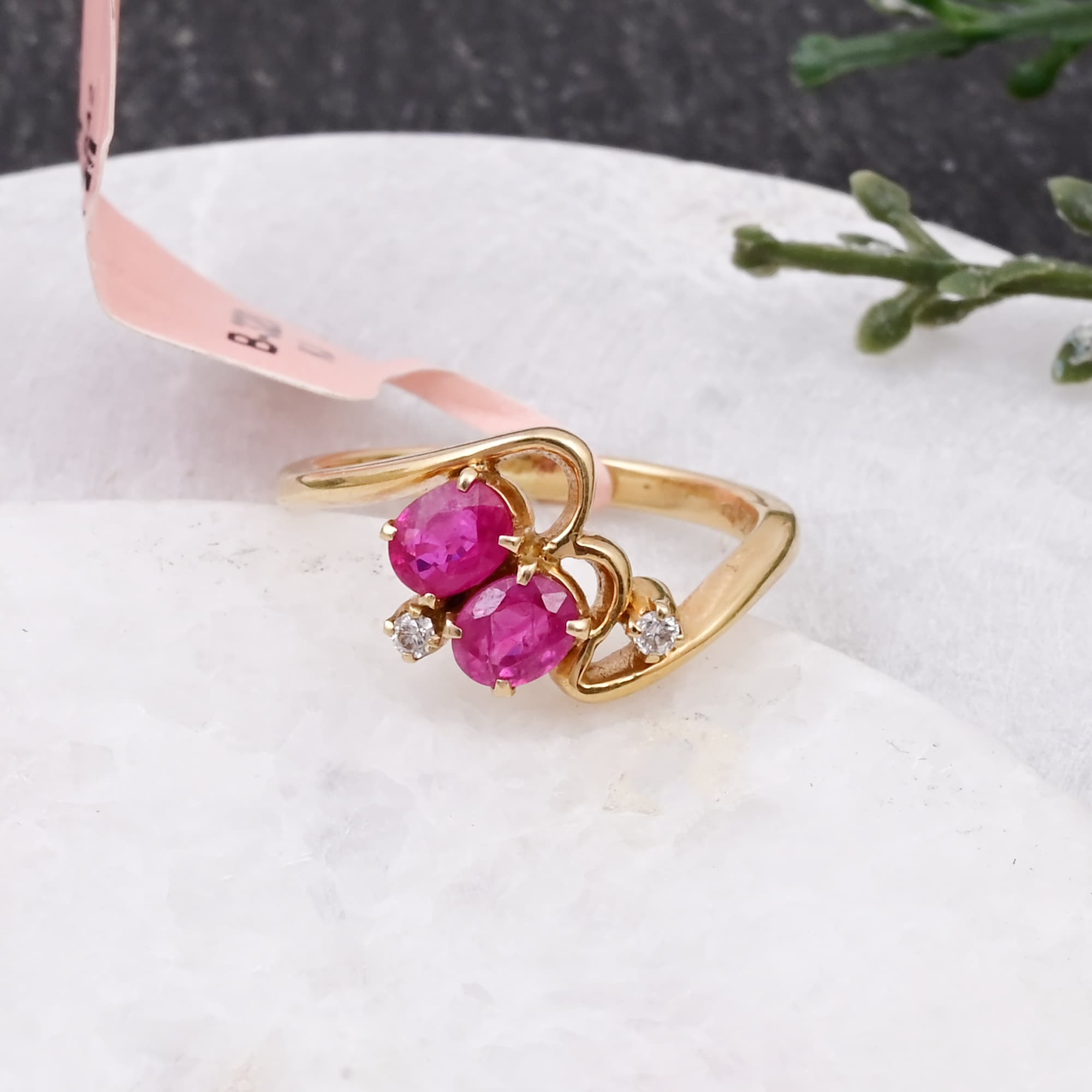 Twin Heart Ruby Bypass Ring