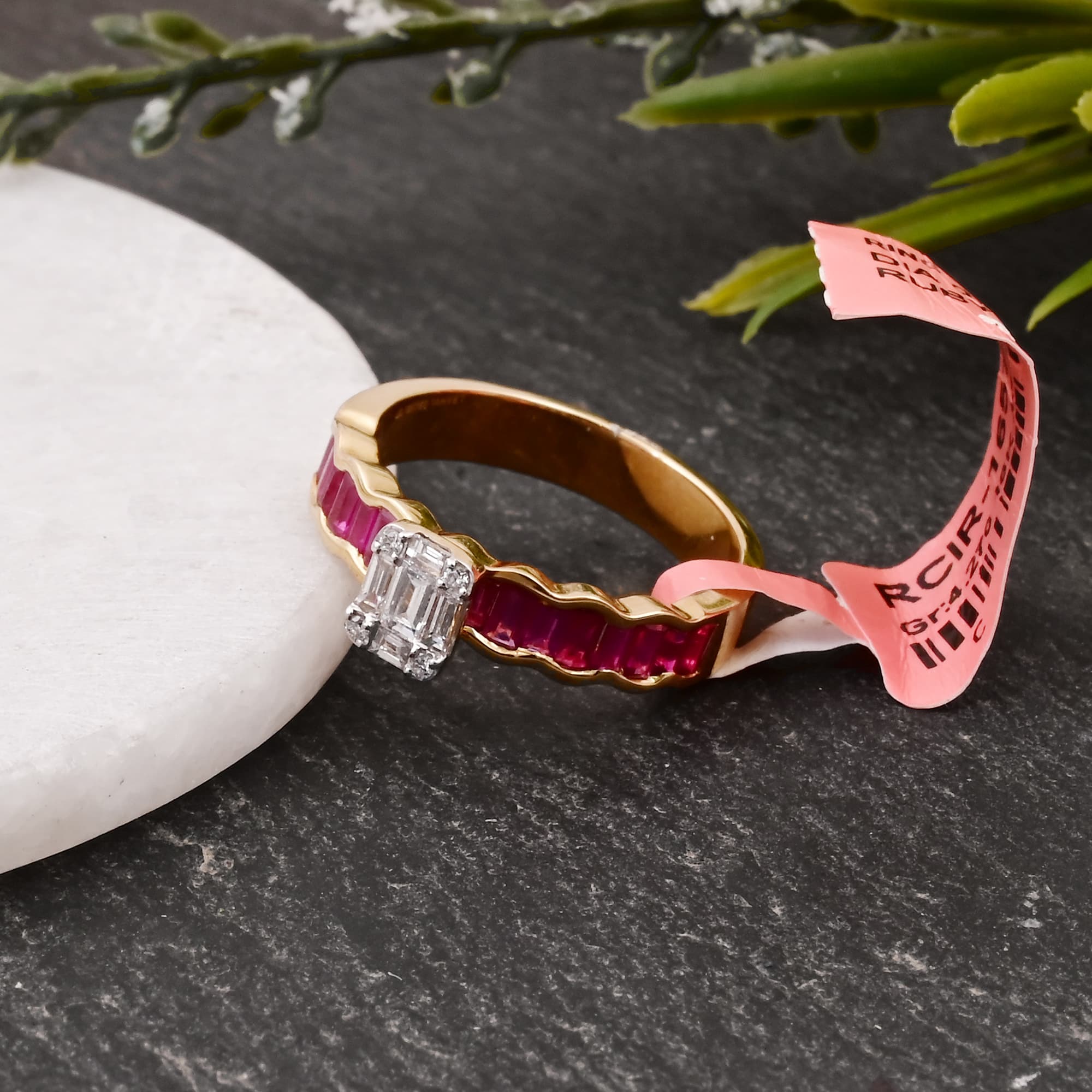 Art Deco Ruby Diamond Band Ring