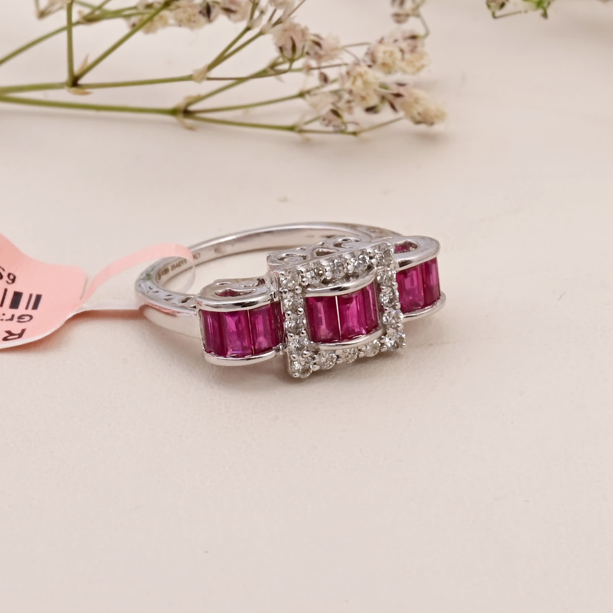 Vintage Ruby Diamond Ribbon Ring