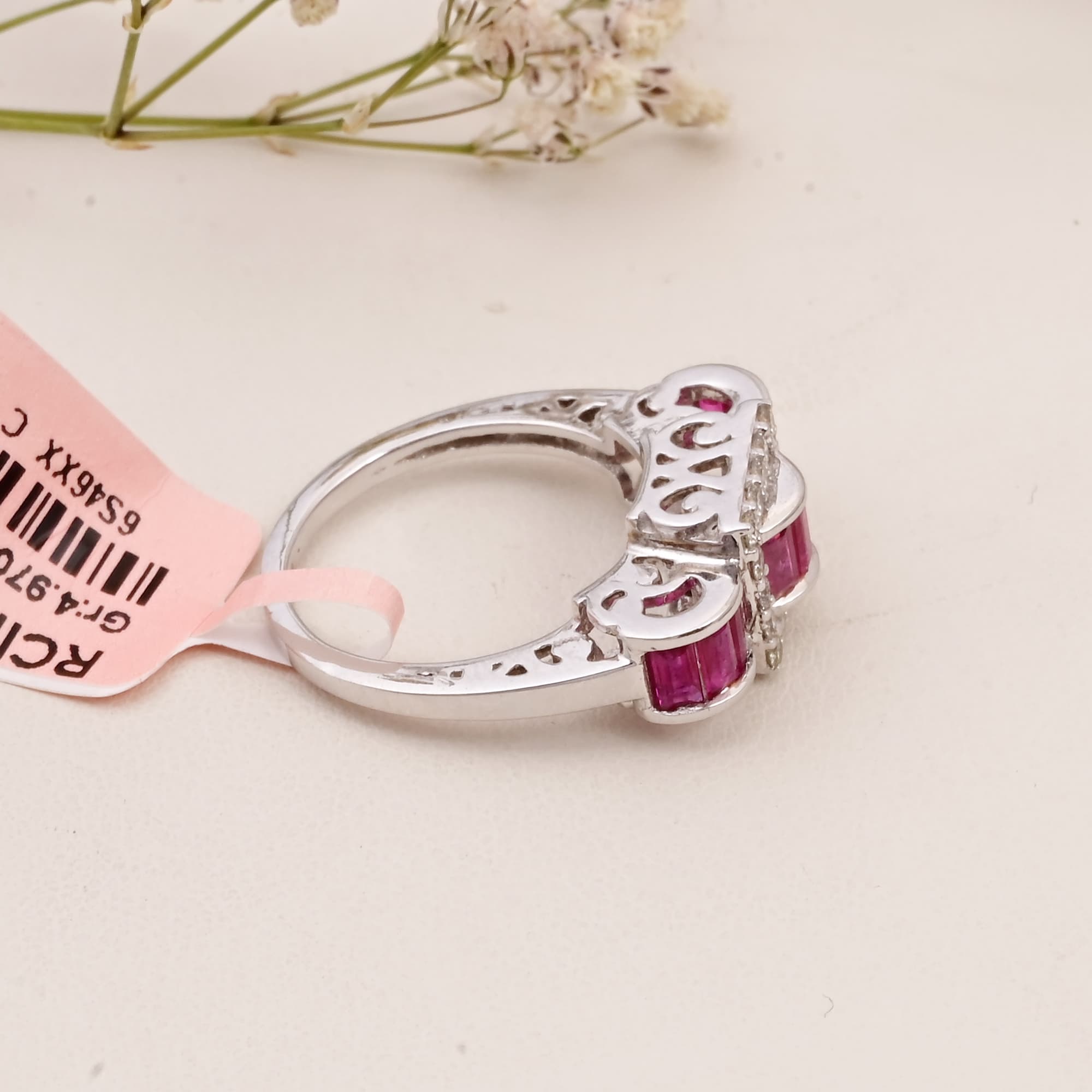 Vintage Ruby Diamond Ribbon Ring alternate view