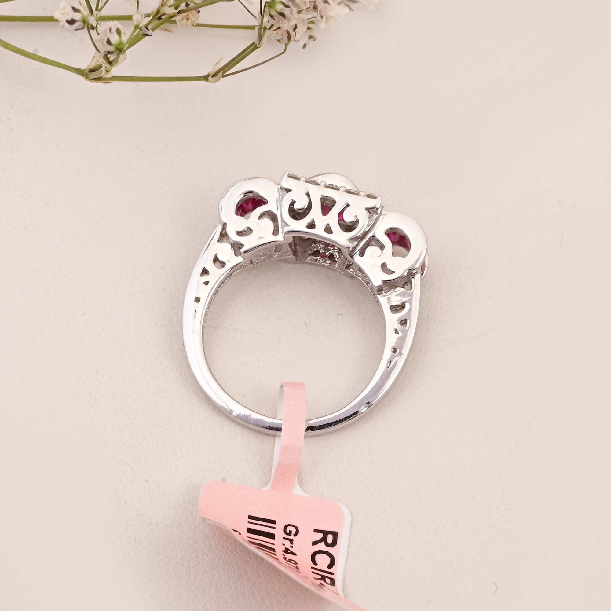Vintage Ruby Diamond Ribbon Ring