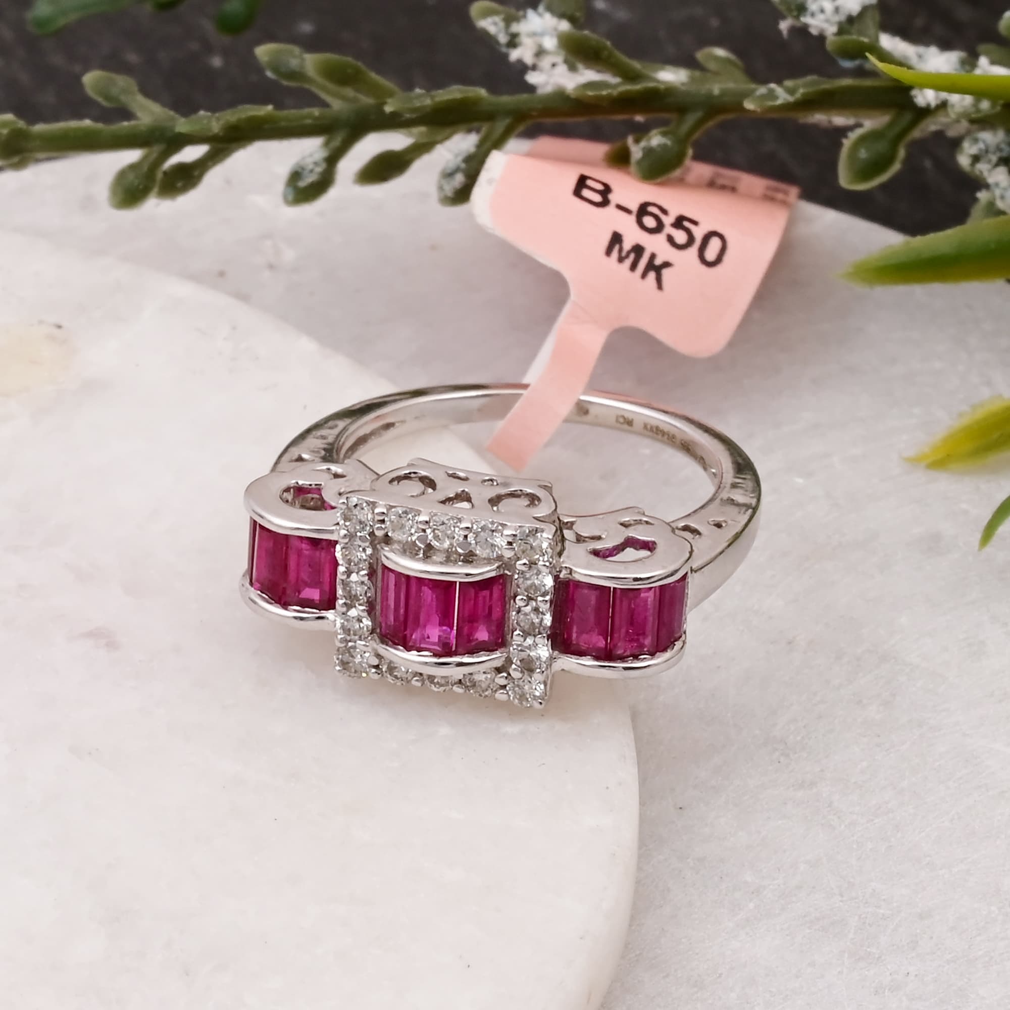 Vintage Ruby Diamond Ribbon Ring