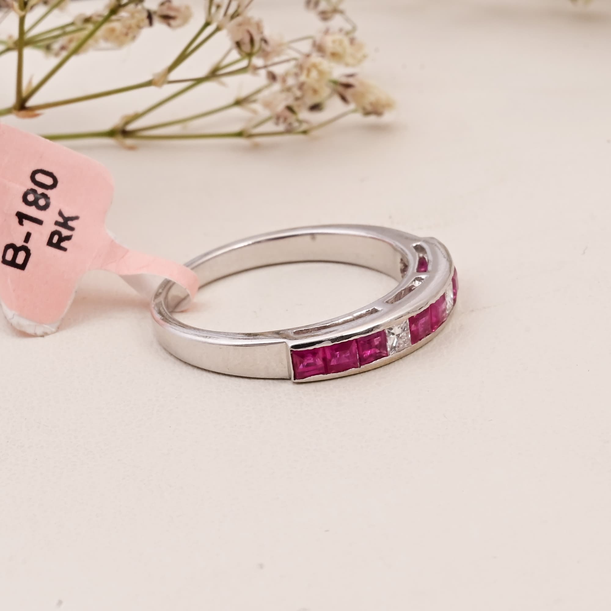 Ruby & Diamond Channel Band Ring alternate view