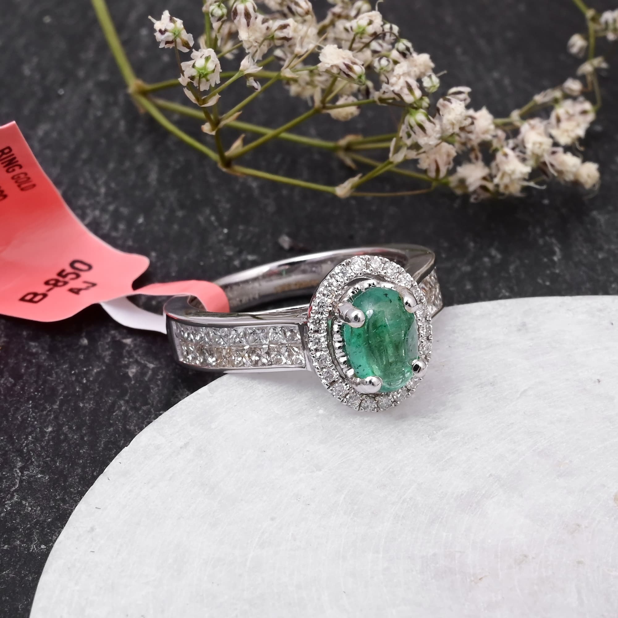 Regal Emerald Halo Ring alternate view