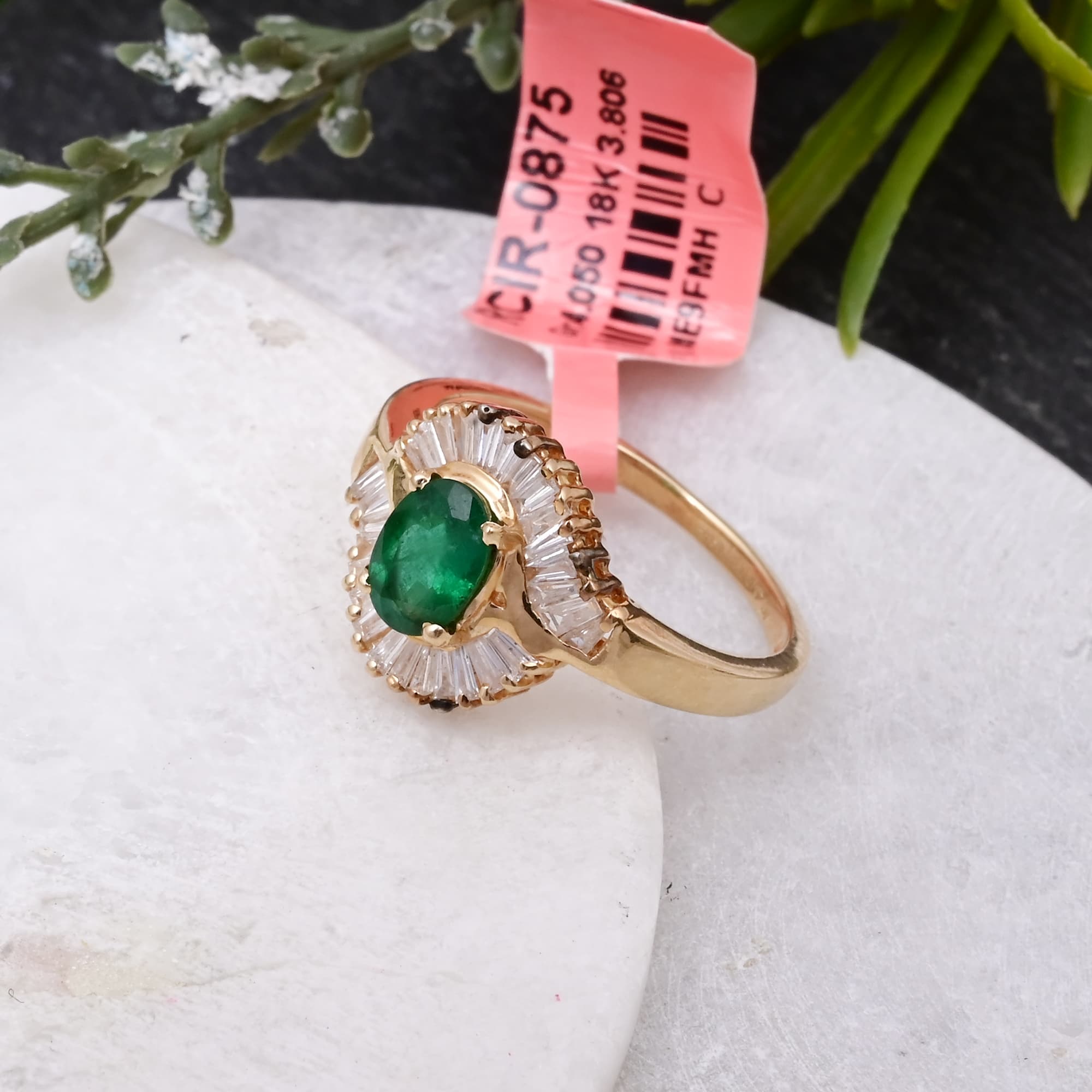 Radiant Emerald Sunburst Ring
