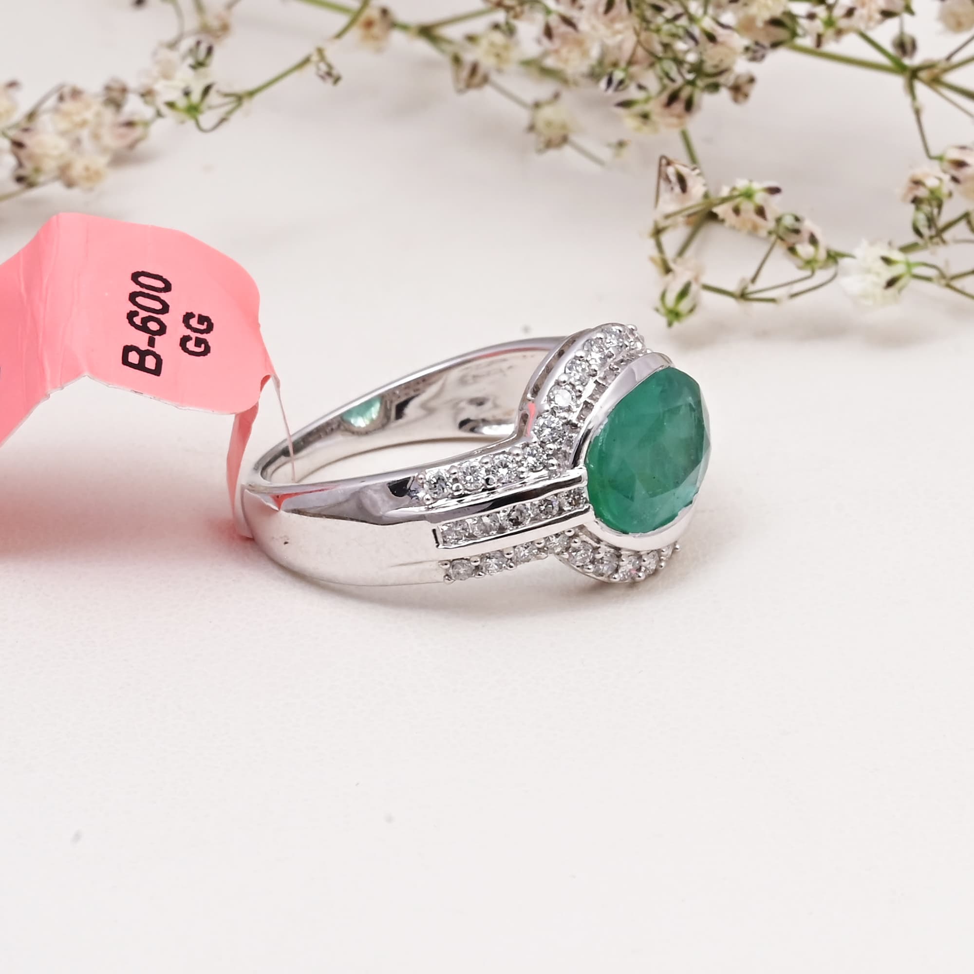 Majestic Emerald Halo Ring alternate view