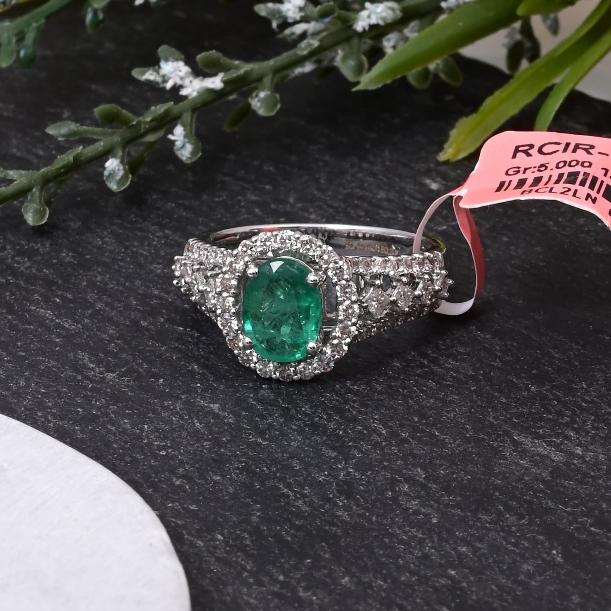 Royal Emerald Diamond Halo Ring alternate view