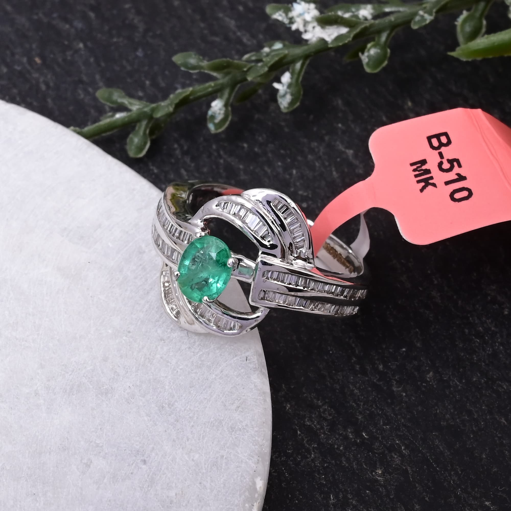 Emerald Infinity Twist Ring